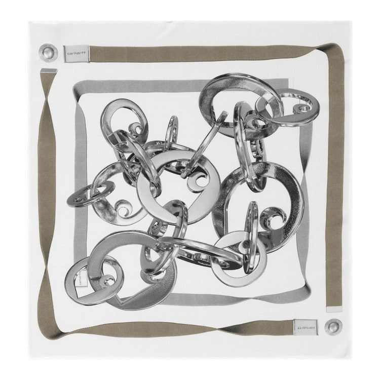 A Carhartt Charms bandana with carharrt metal charms print all over