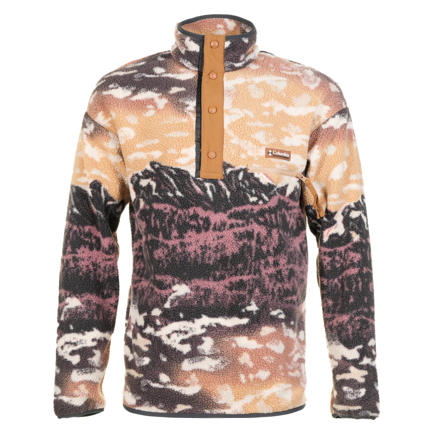 Helvetia 2 Printed Half Snap Fleece Camel Brown