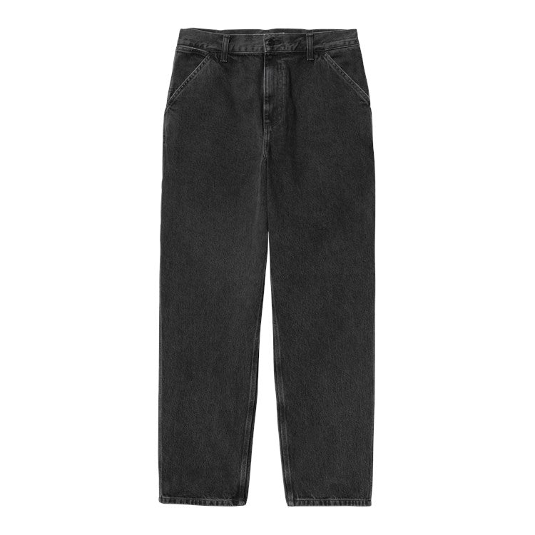 Single Knee Pant Black Stone Washed Denim