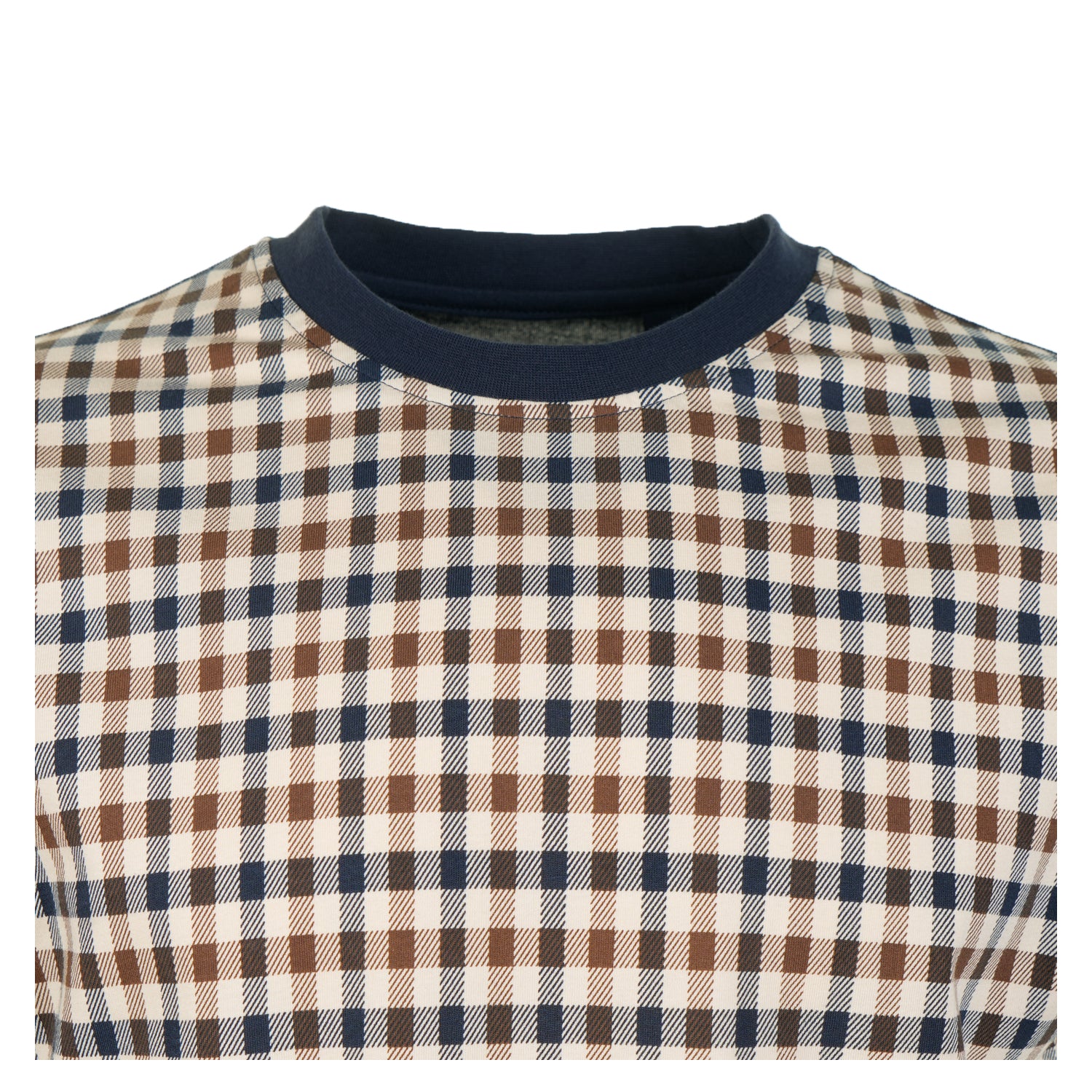 Neckline of the Aquascutum Active Body Club Check Short Sleeve T Shirt