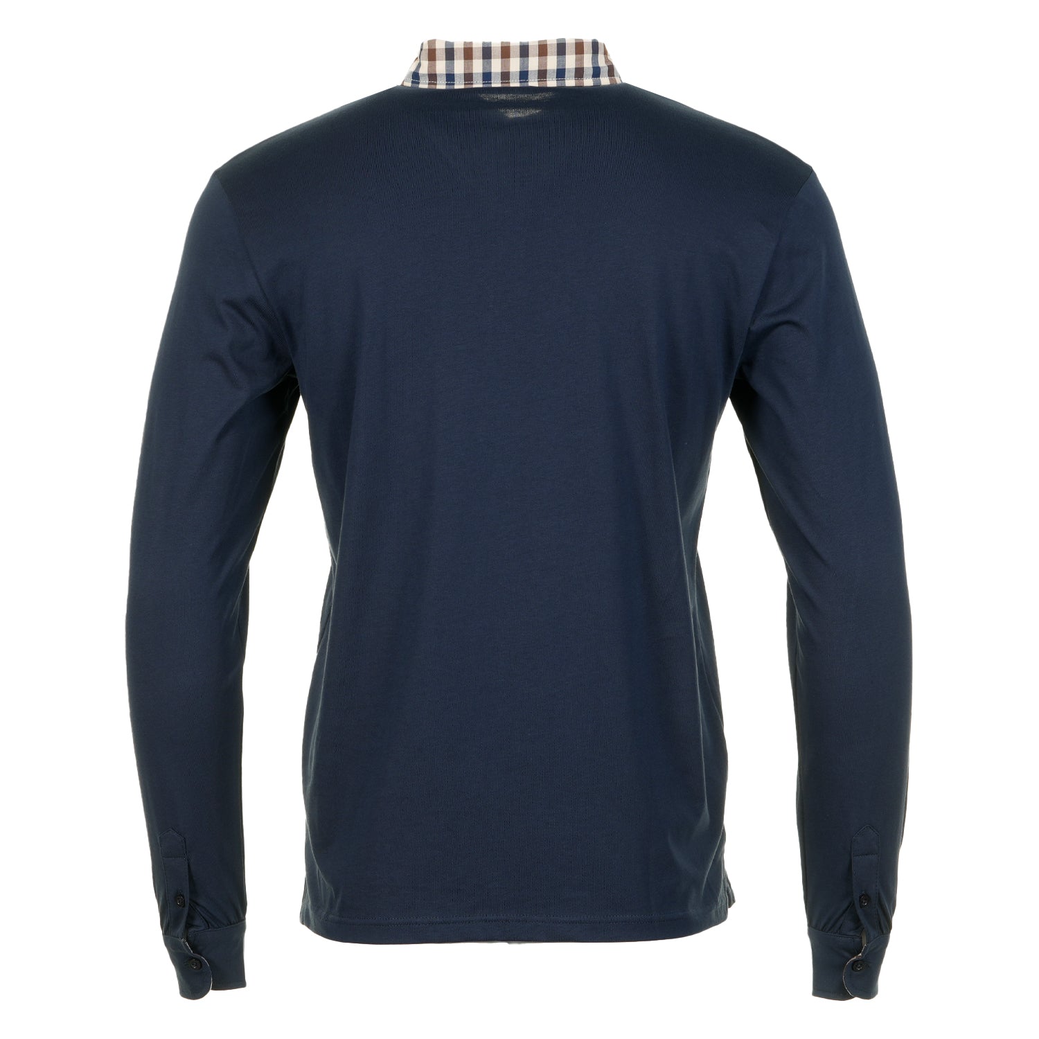 Long Sleeve Club Check Collar Polo Navy
