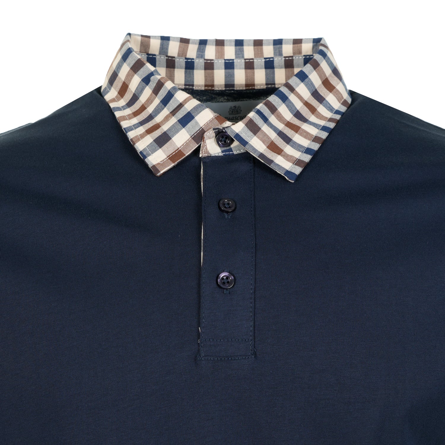 Short Sleeve Club Check Collar Polo Navy