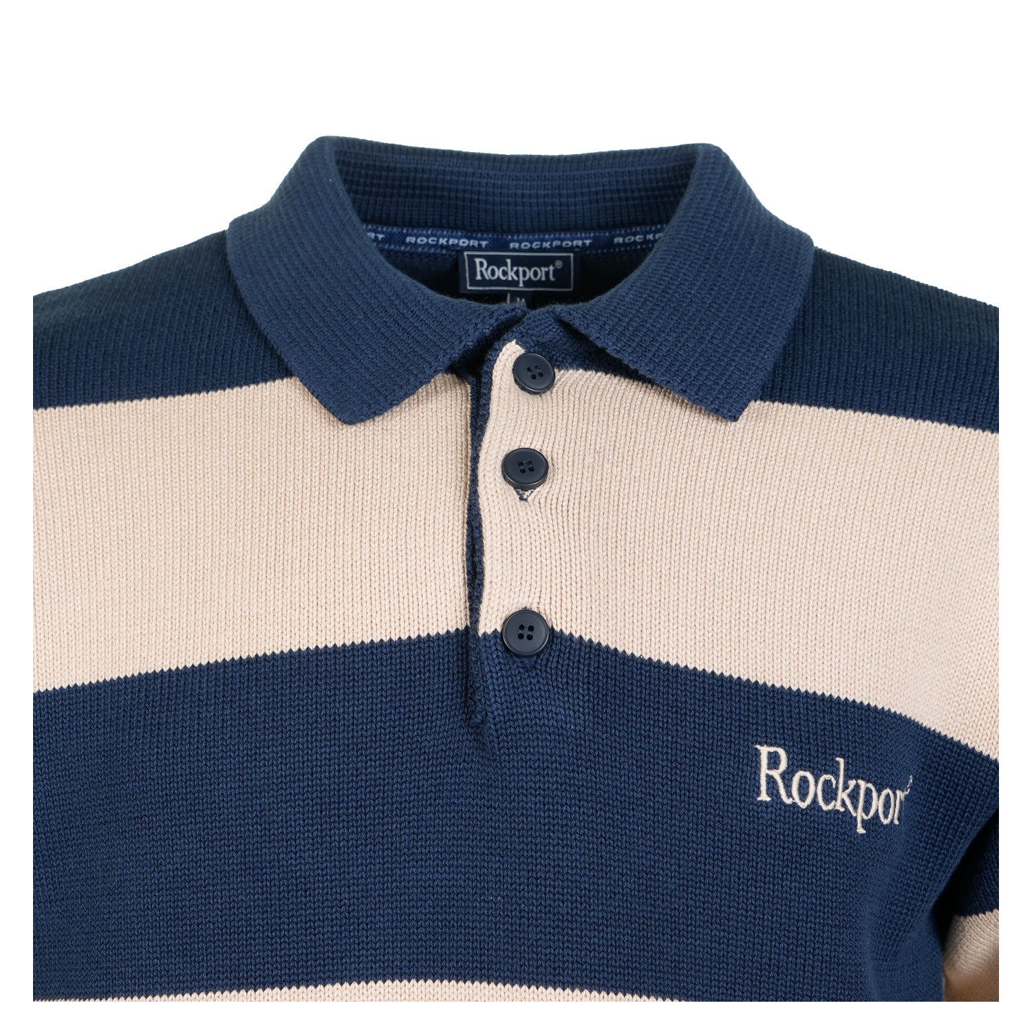 Aravon 7GG Striped Knit Polo Stone