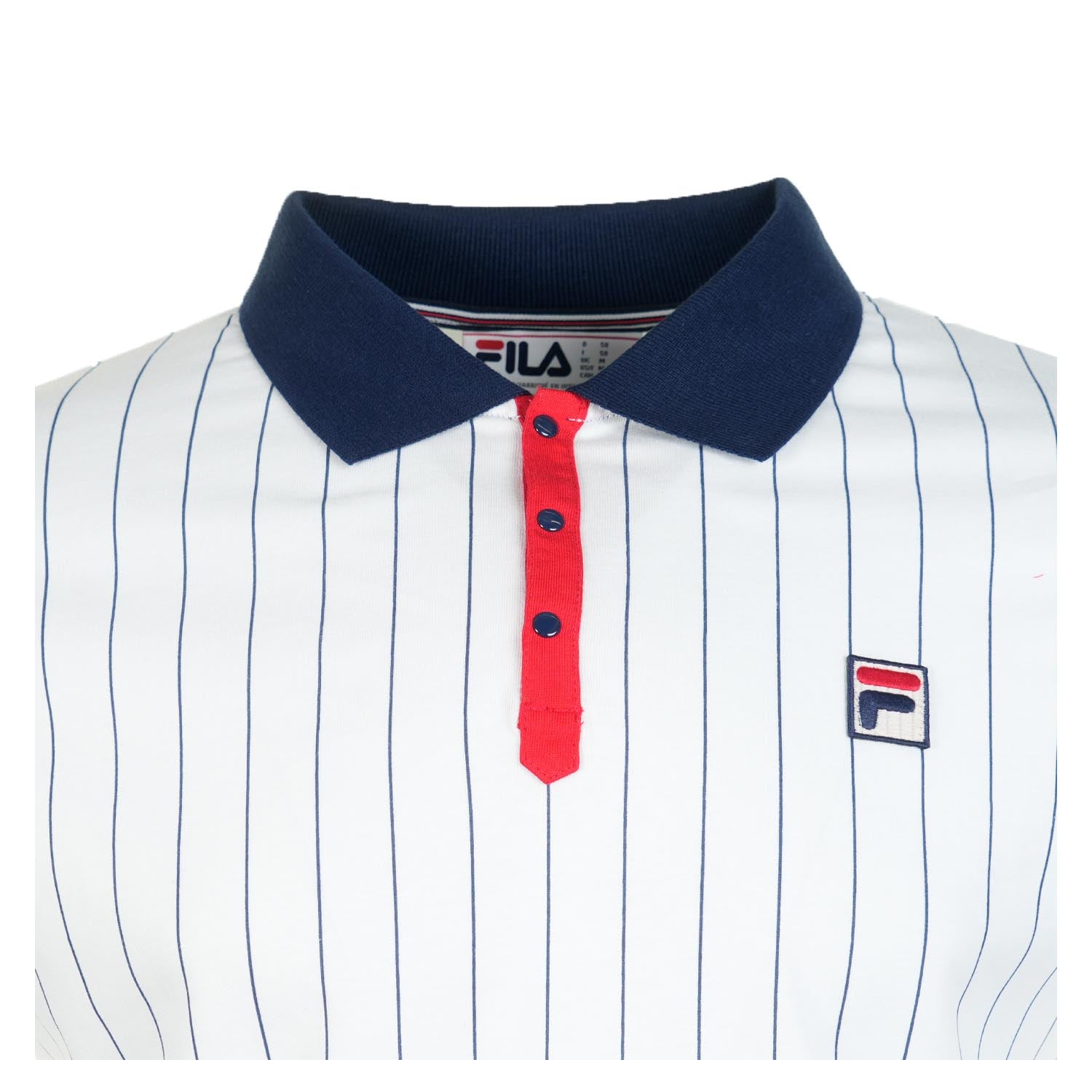 BB1 Classic Vintage Striped Polo Shirt White Navy Red