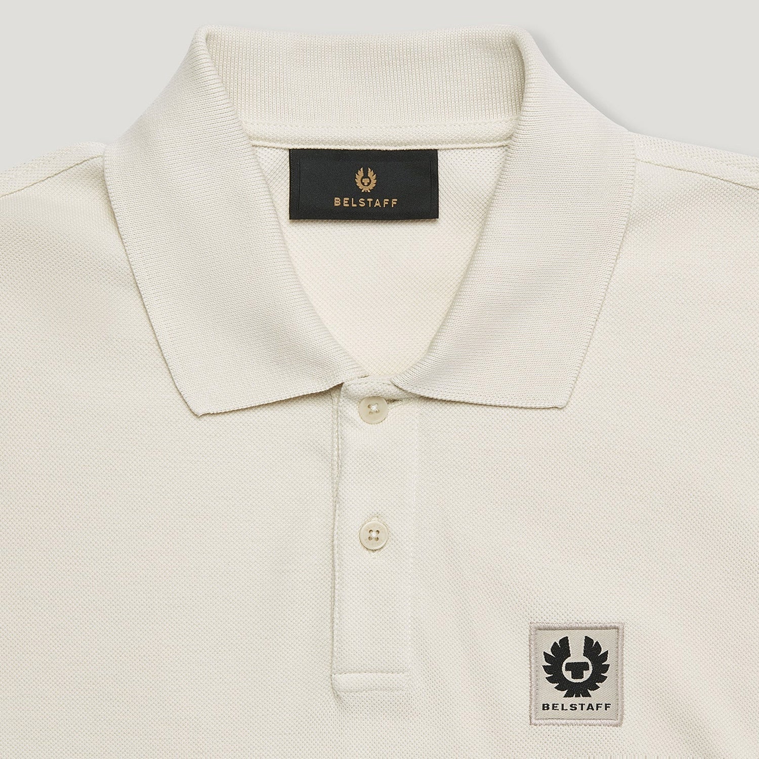 Close up of Belstaff Polo Shirt in silver birch