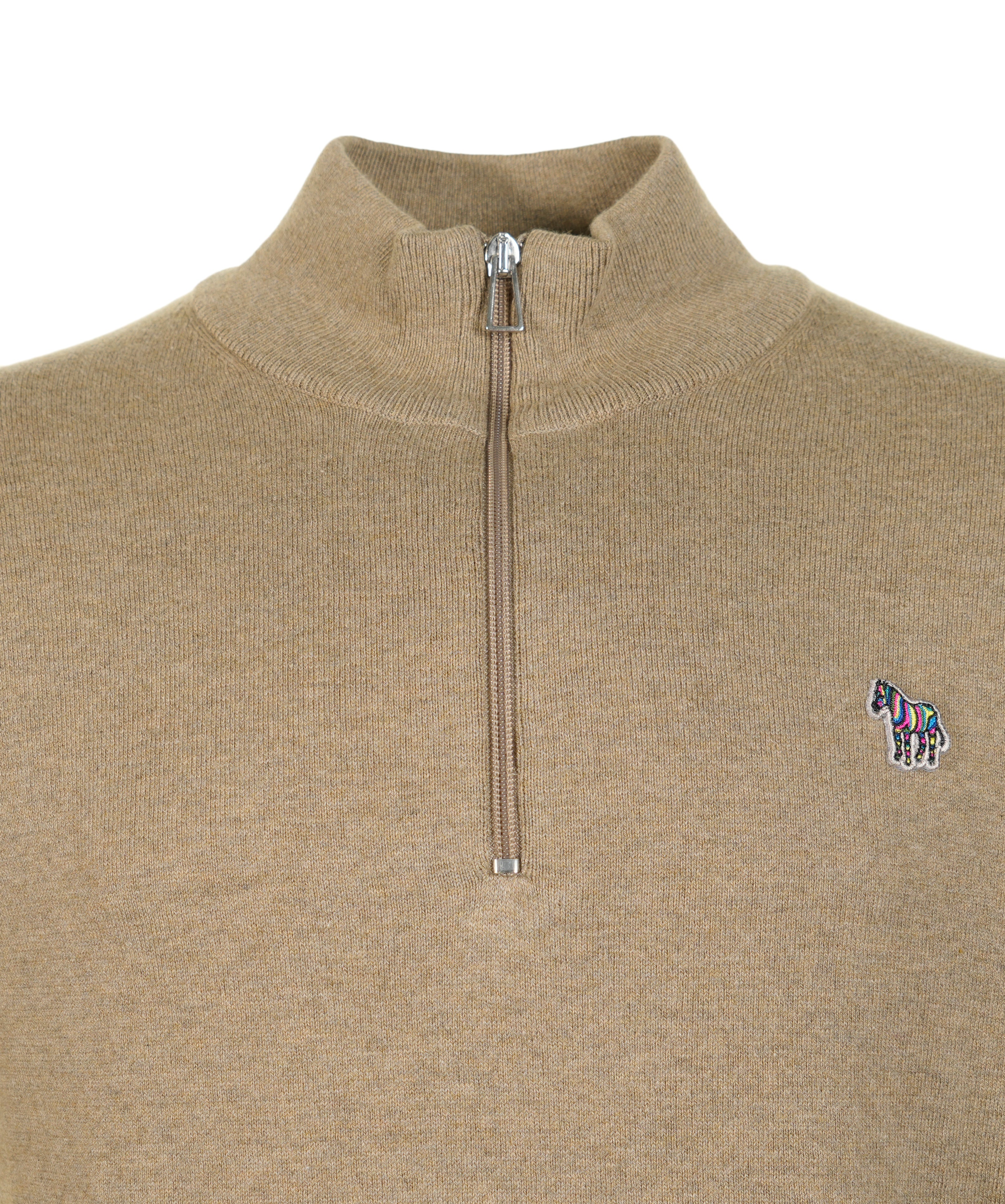 Knitted Zebra Quarter Zip 64 Camel