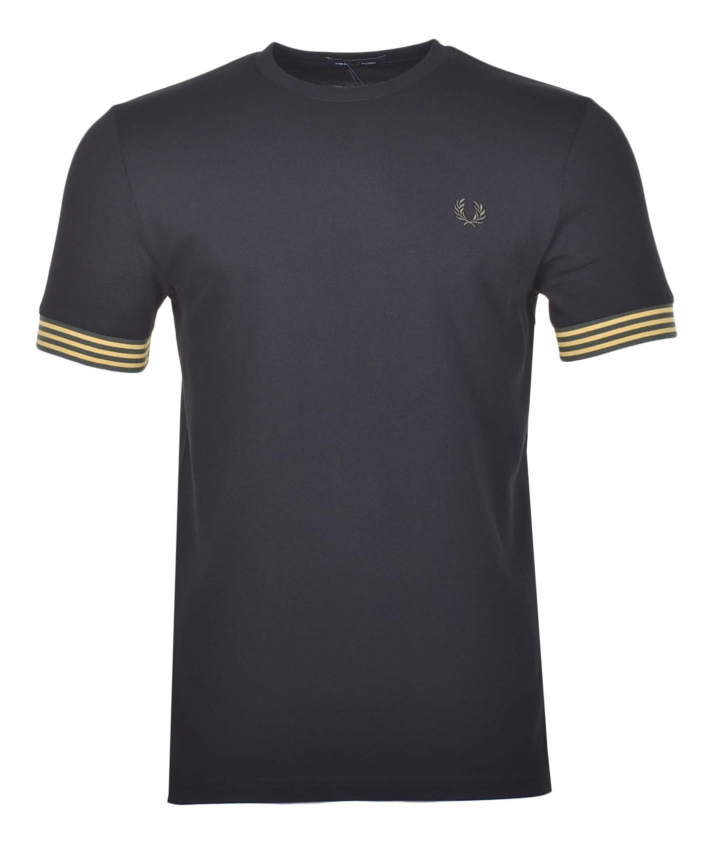 Striped Cuff T Shirt Black Yellow