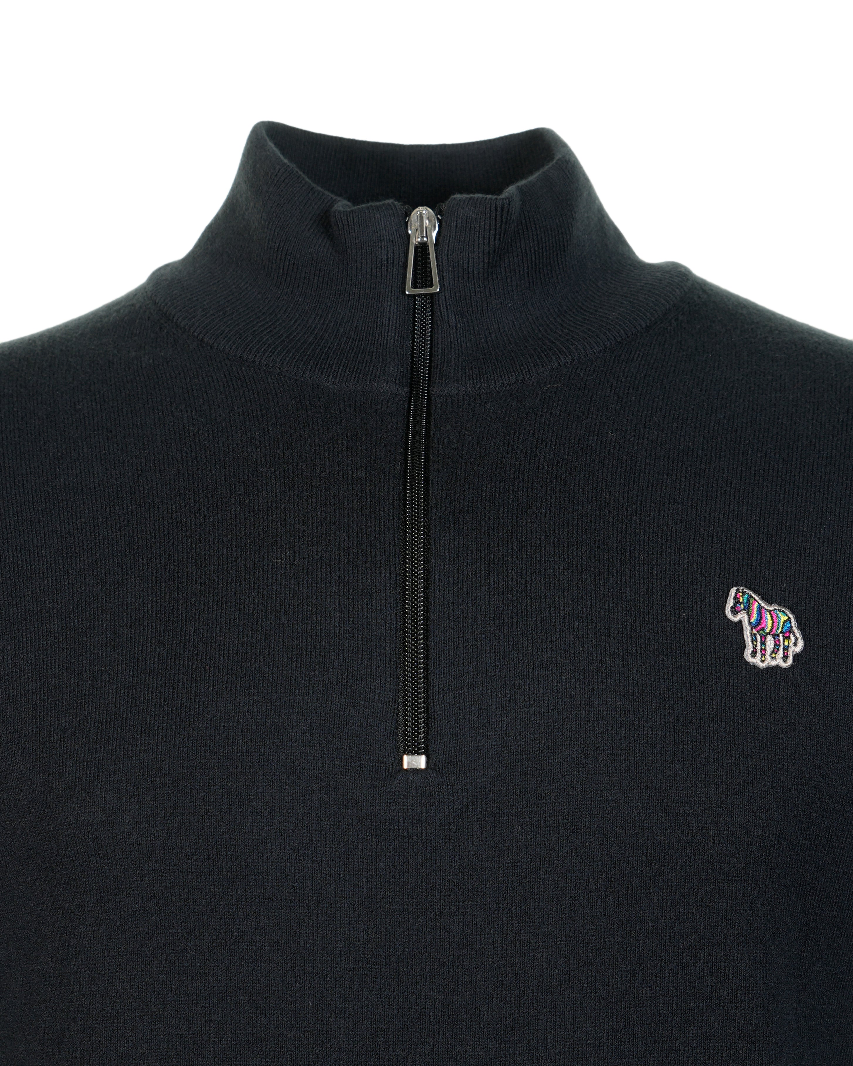 Knitted Zebra Quarter Zip Black