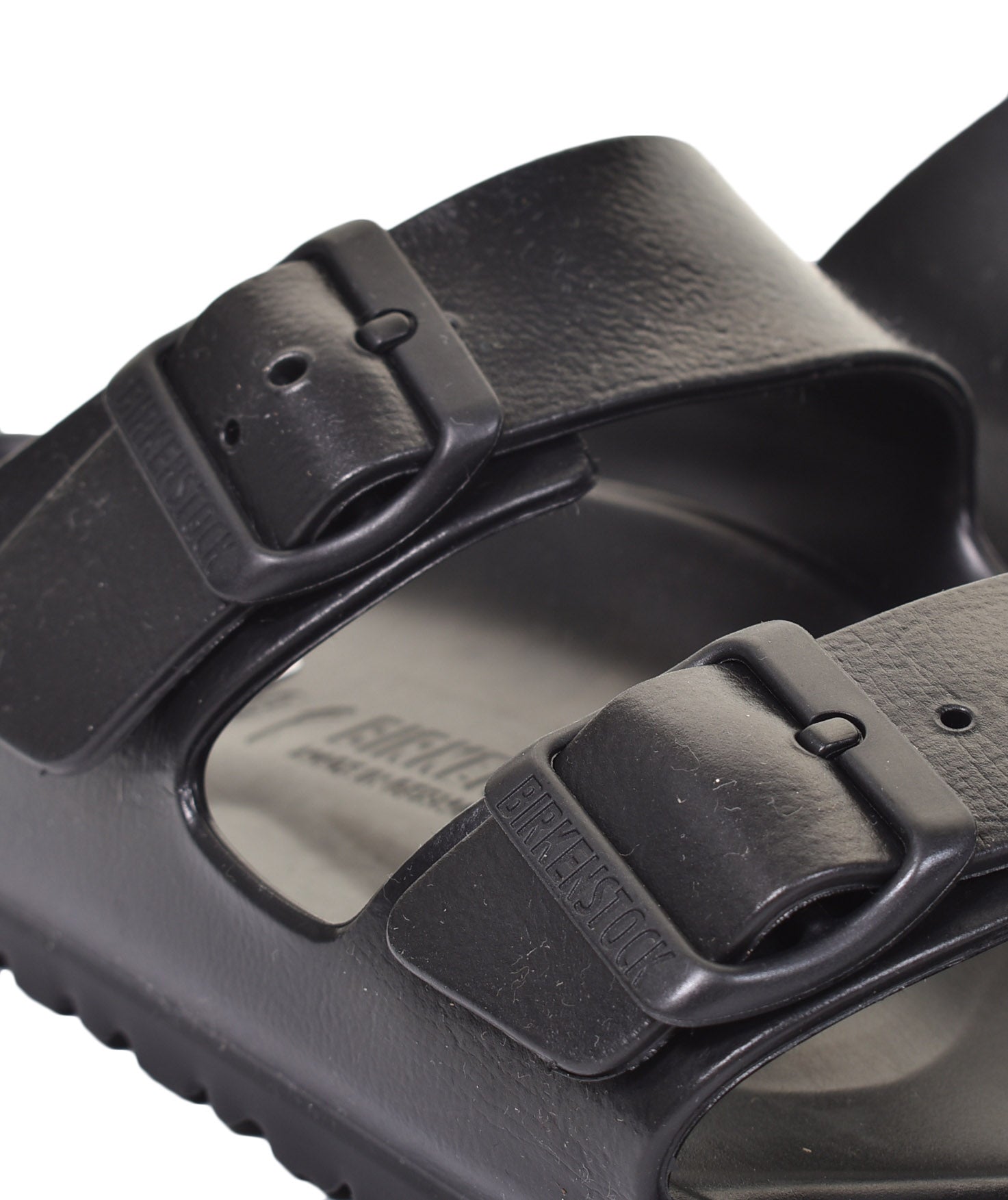Dual buckle fastening on Birkenstock sandals