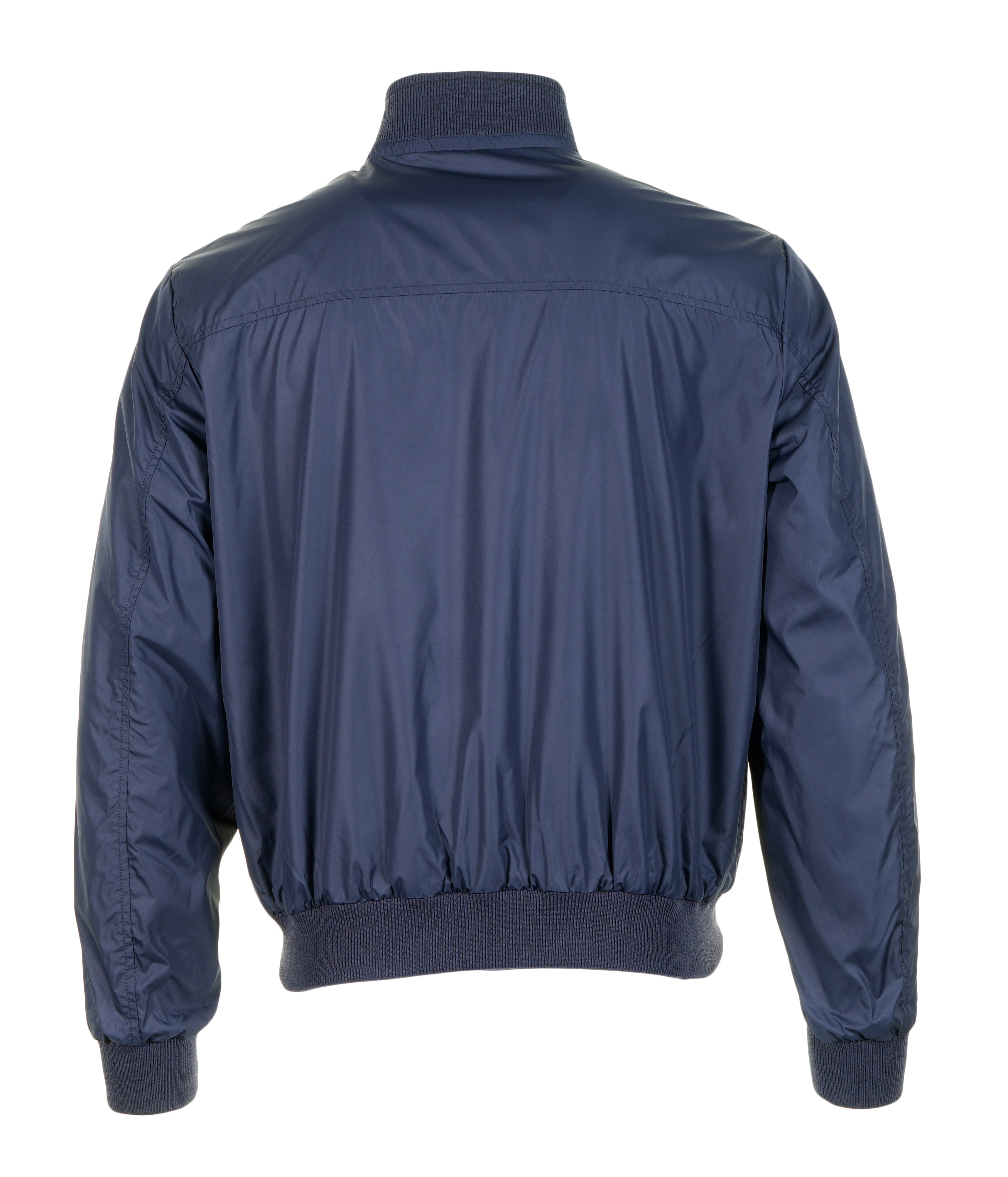 Reversible Nylon Funnel Bomber Jacket Navy & Stone