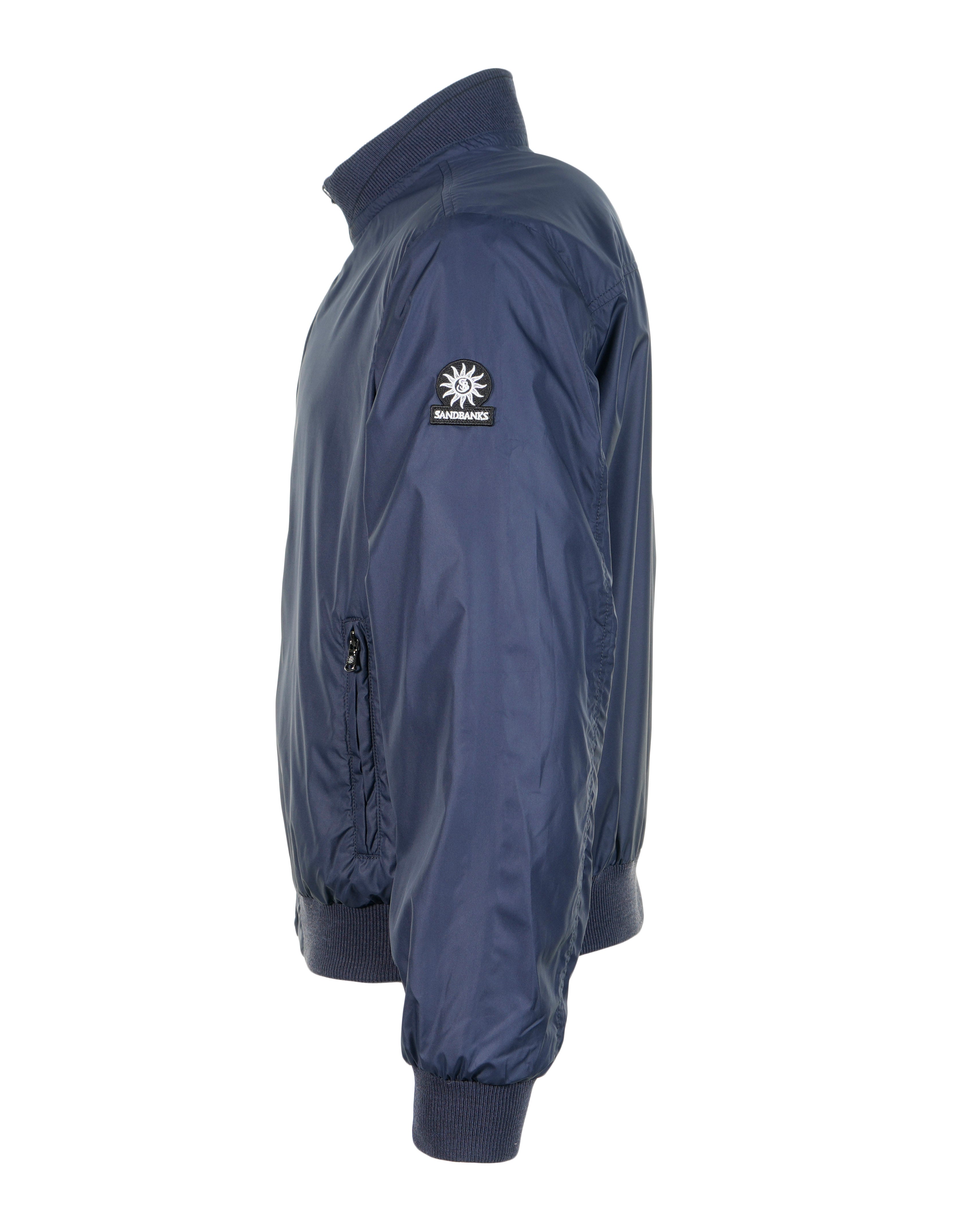 Reversible Nylon Funnel Bomber Jacket Navy & Stone