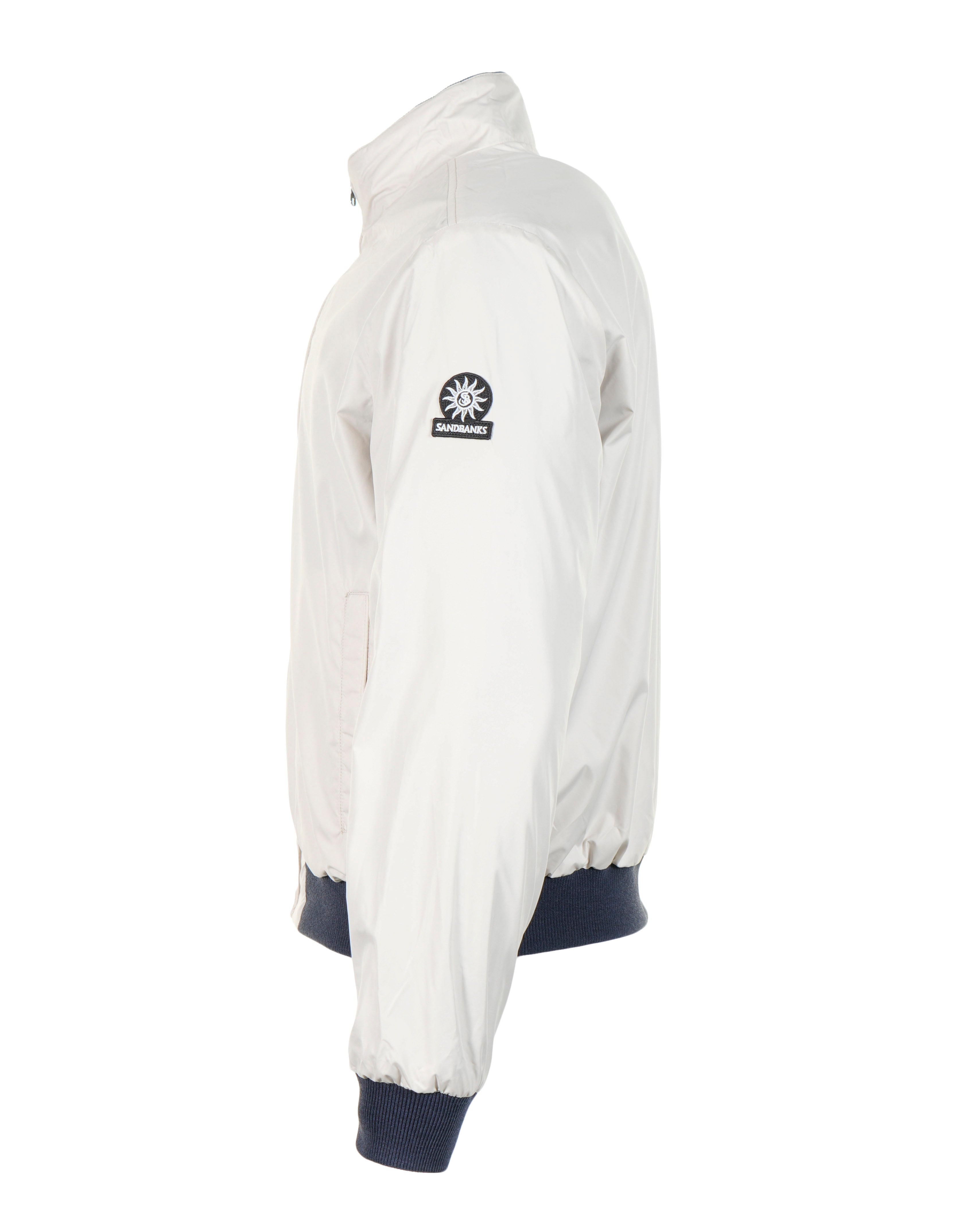 Reversible Nylon Funnel Bomber Jacket Navy & Stone