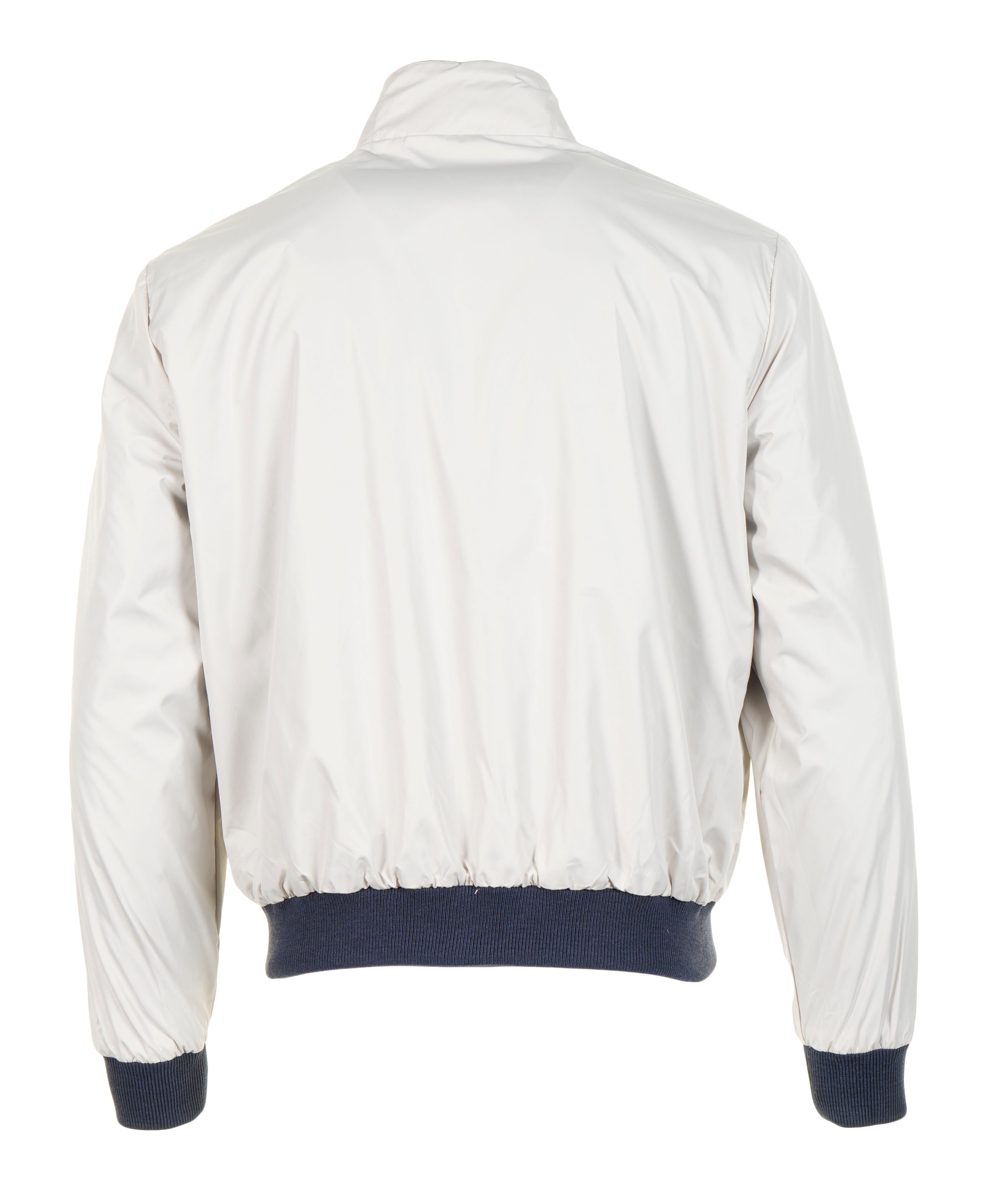 Reversible Nylon Funnel Bomber Jacket Navy & Stone