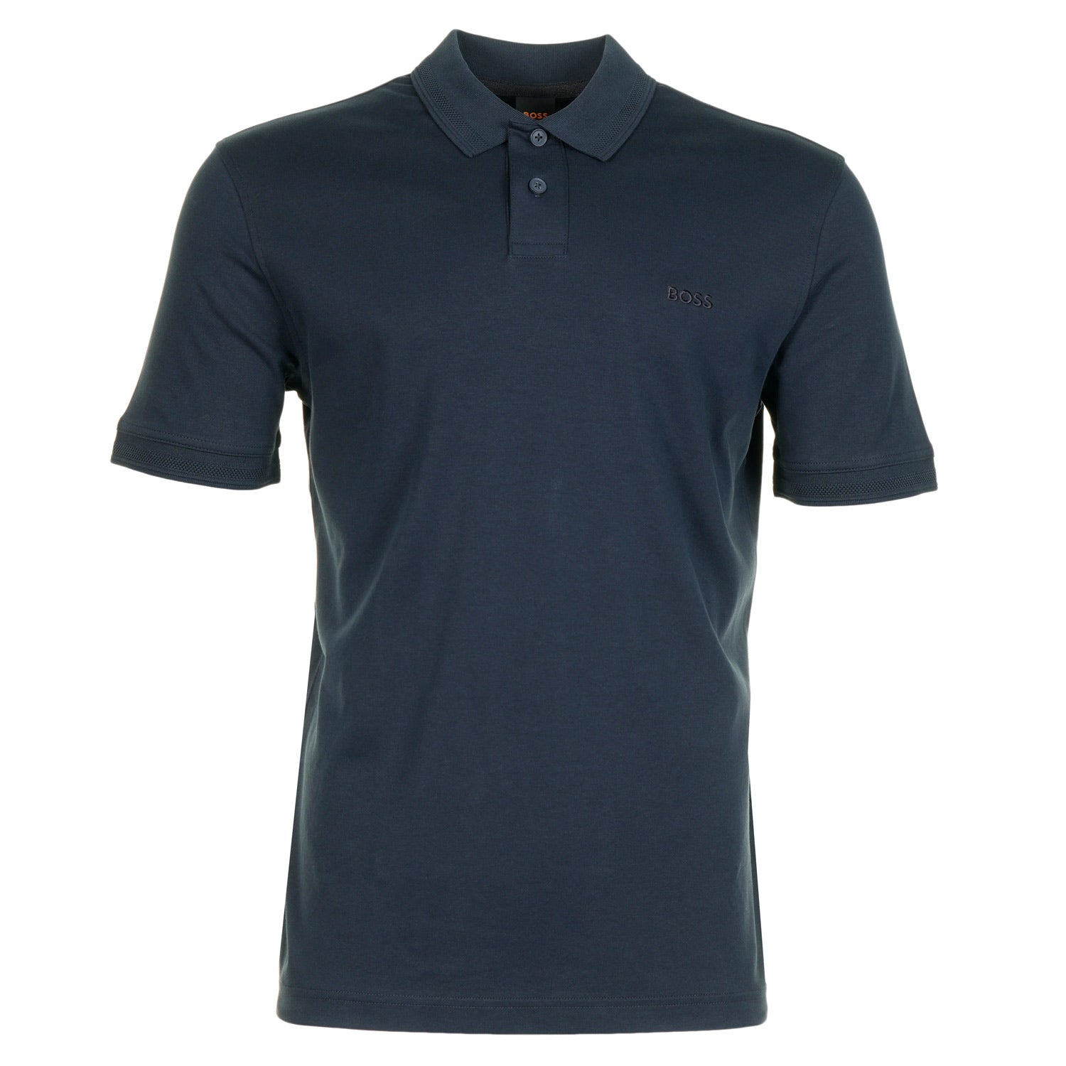 BOSS Pe Interlock short sleeve polo shirt in dark blue