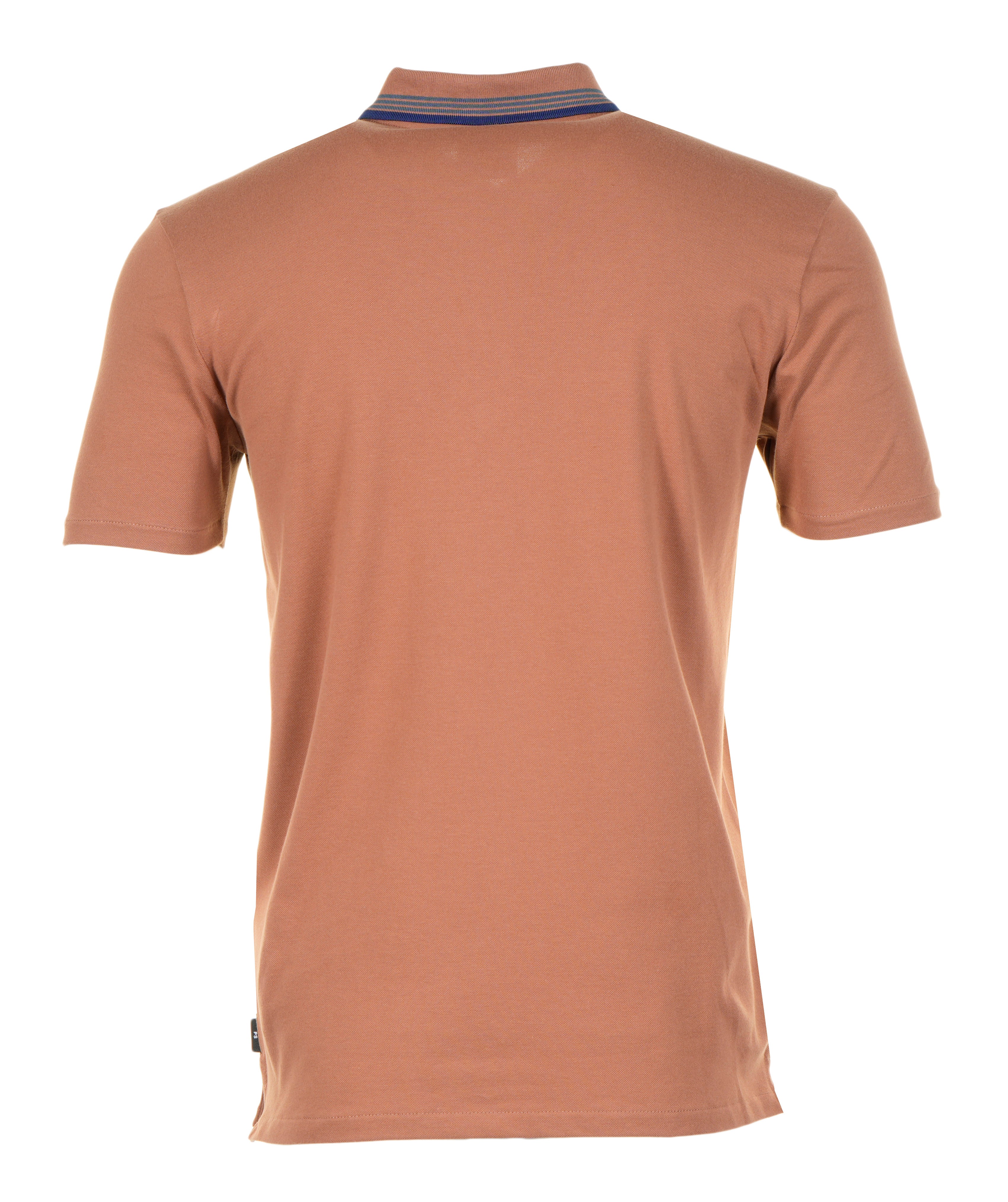 Regular Fit Short Sleeve Placket Stripe Zip Polo Shirt Brown