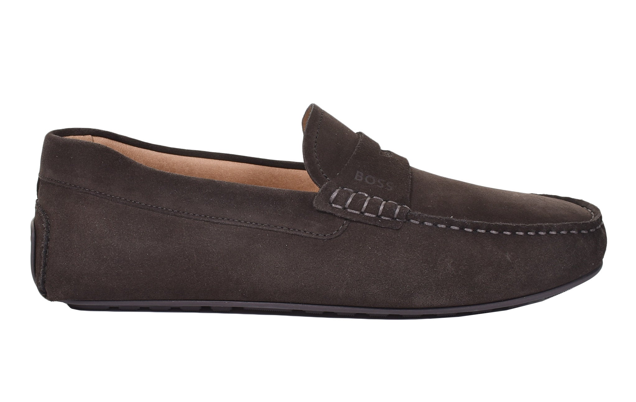 Noel Moccasin Suede Driver Shoe Dark Brown