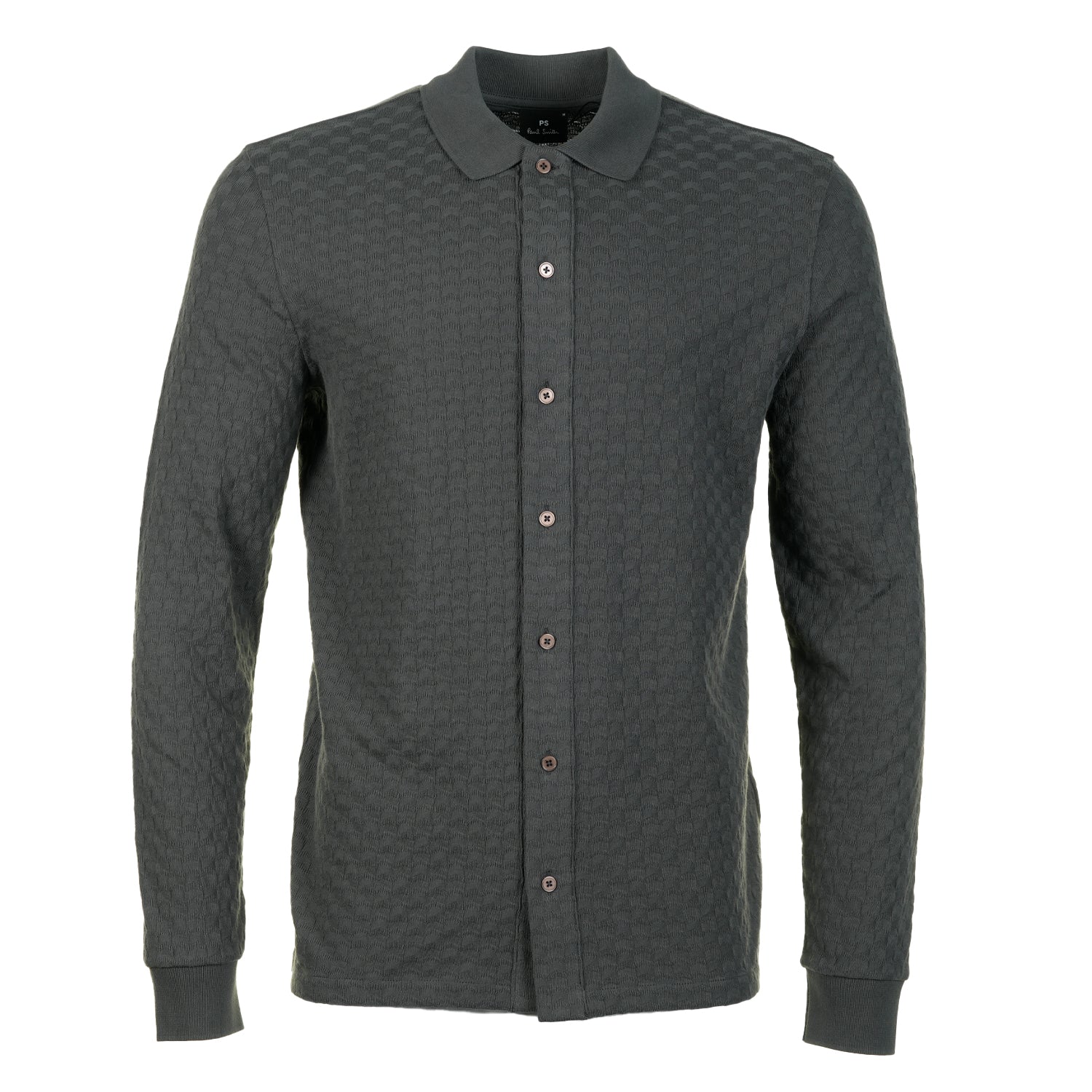 Long Sleeve Button Front Polo Slate