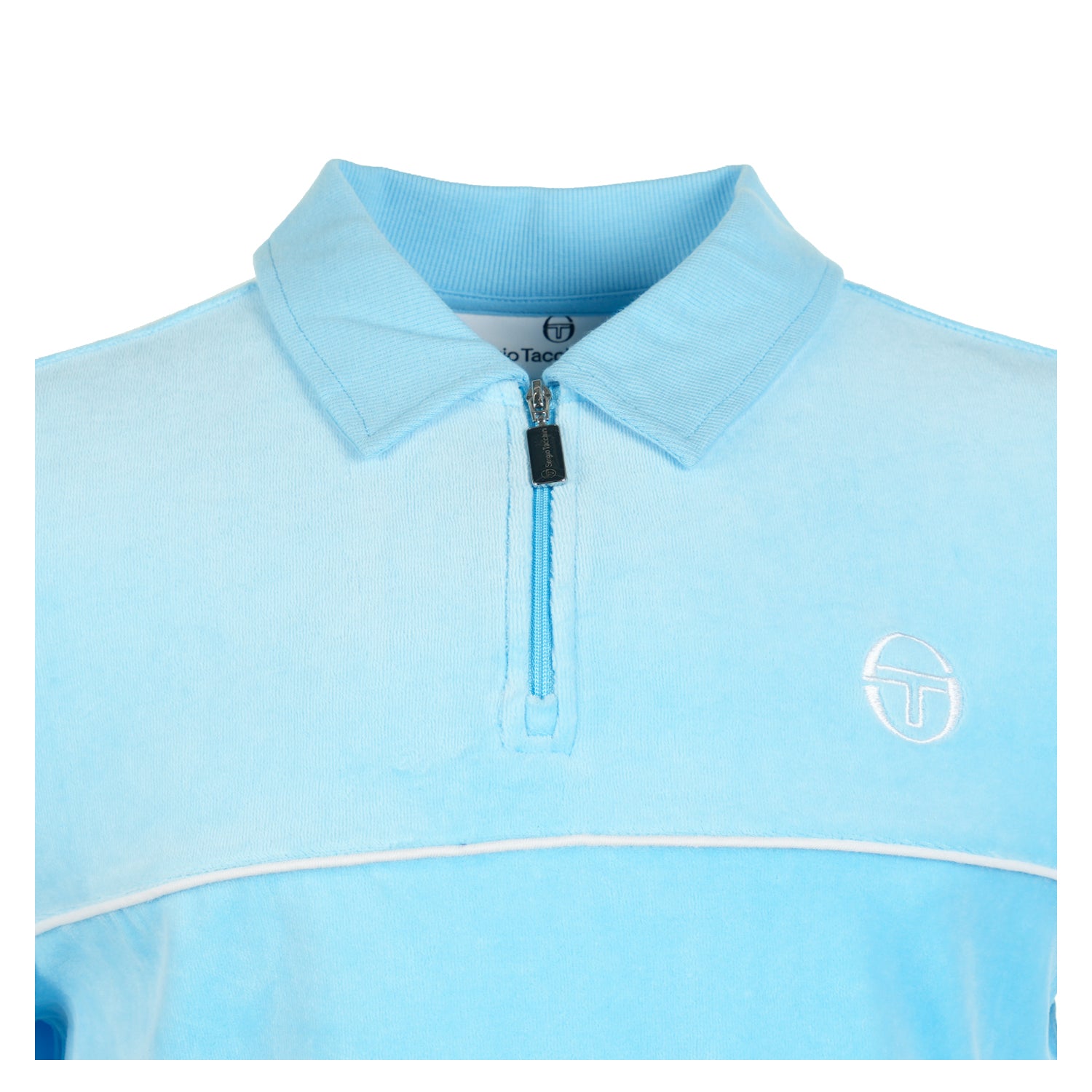 Cardona Velour Zip Polo Baltic Sea White