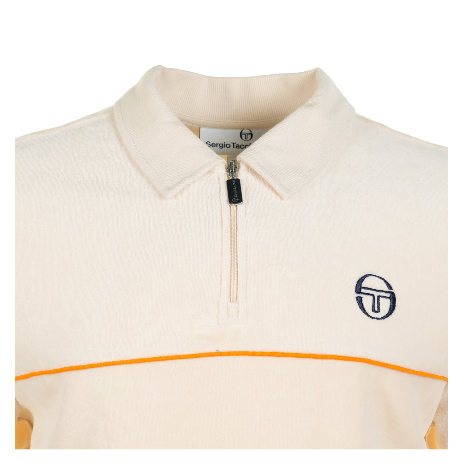 Cardona Velour Zip Polo Sandshell Orange Pepper