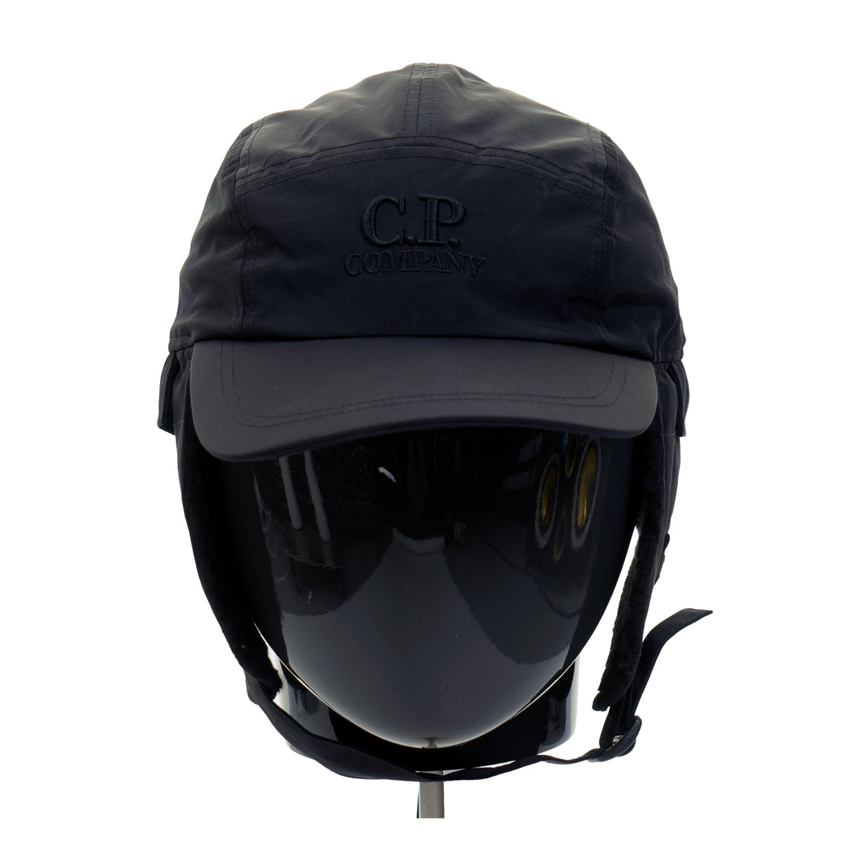 Embroidered Logo Trapper Baseball Cap Black