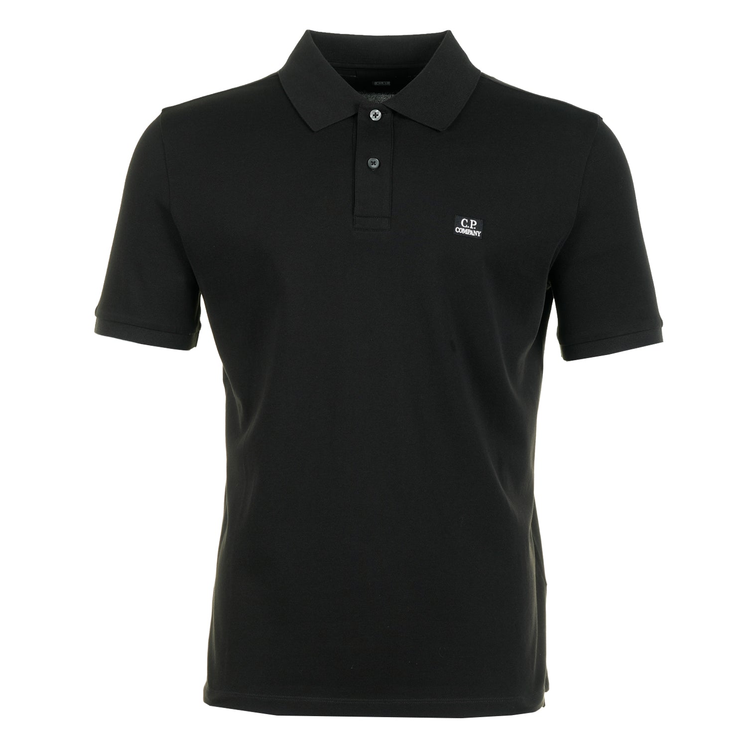 Stretch Piquet Badge Logo Short Sleeve Polo Black
