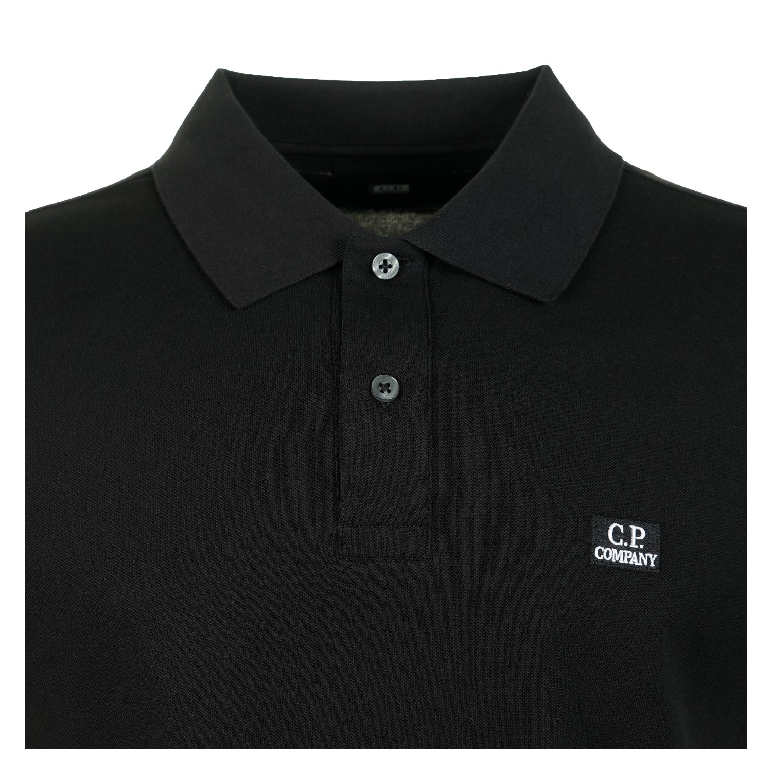 Stretch Piquet Badge Logo Short Sleeve Polo Black