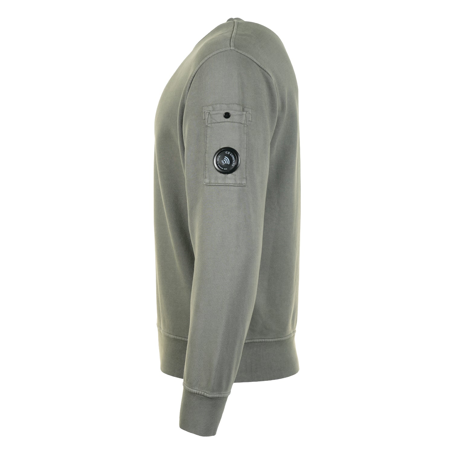 Brushed and Emerized Diagonal Fleece Lens Crewneck Sweatshirt Castor Grey