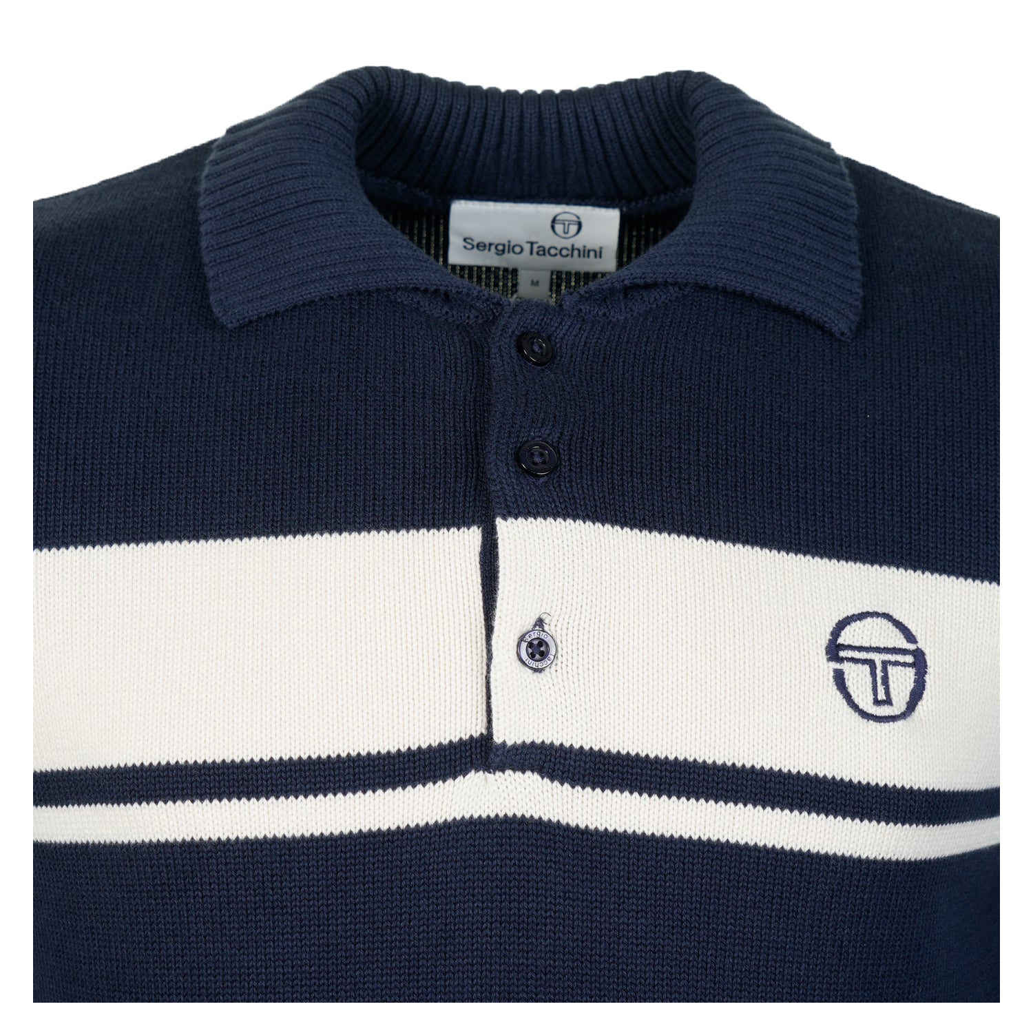 Damarindo Long Sleeve Knitted Polo Shirt Maritime Blue Gardenia