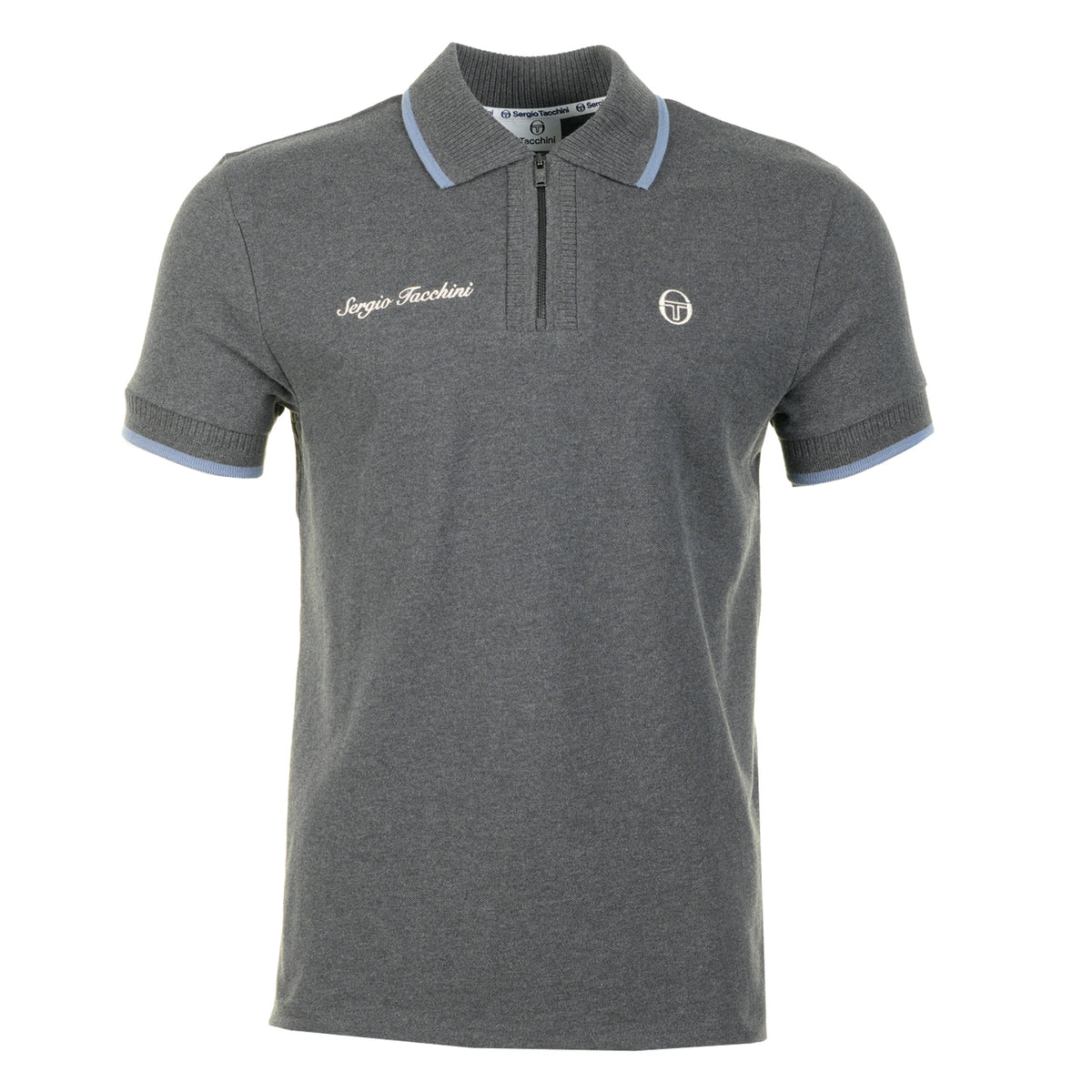 Davide Zip Polo Shirt Charcoal Marl