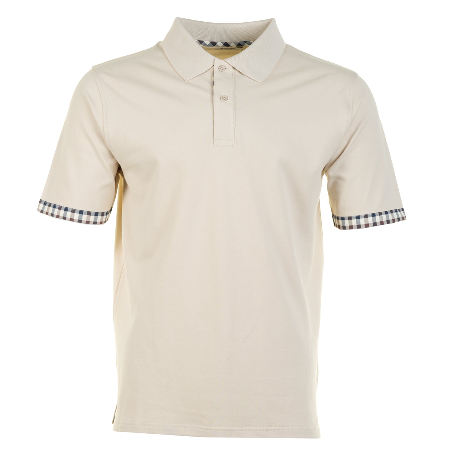 Active Club Check Pique Sleeve Detail Polo Shirt Beige