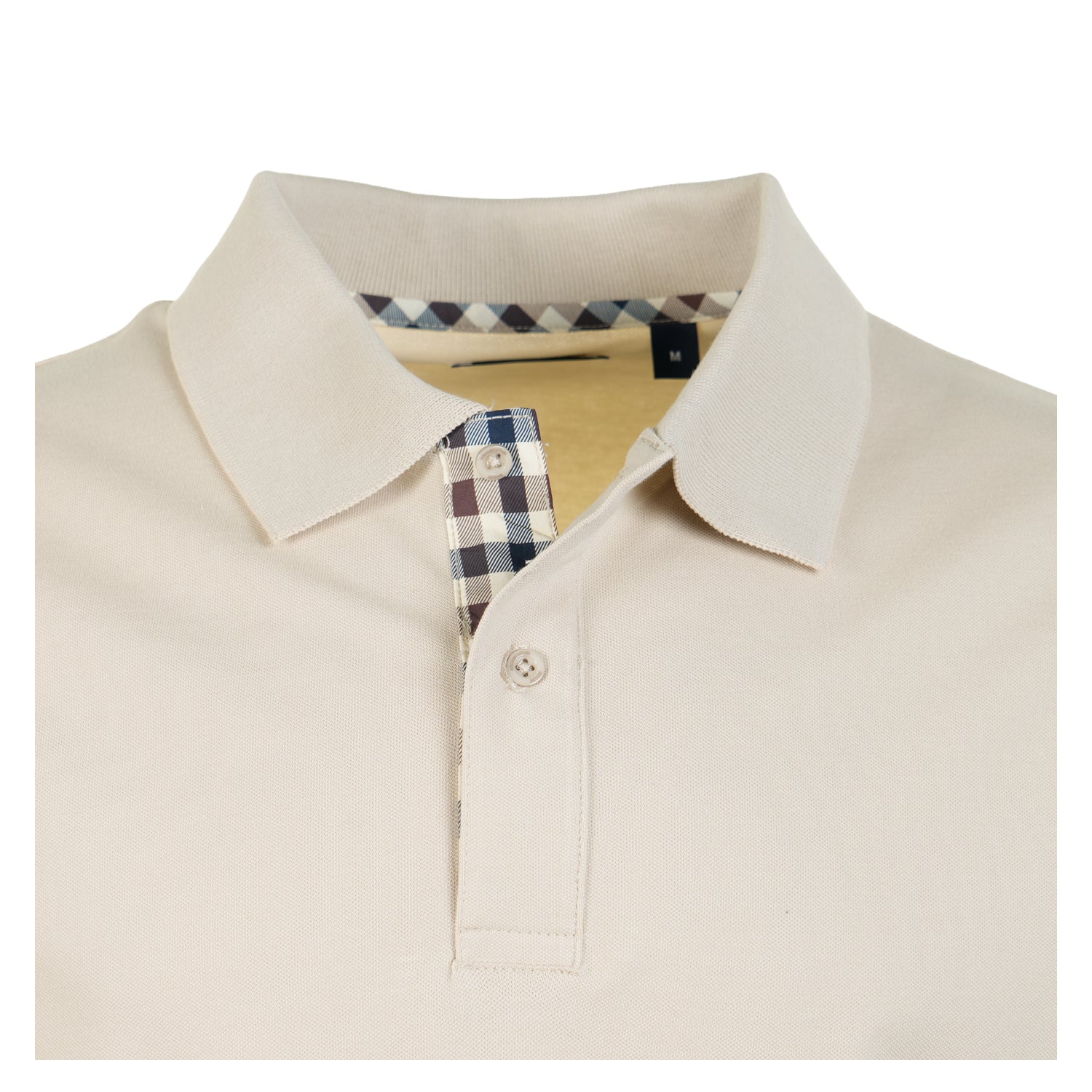 Active Club Check Pique Sleeve Detail Polo Shirt Beige