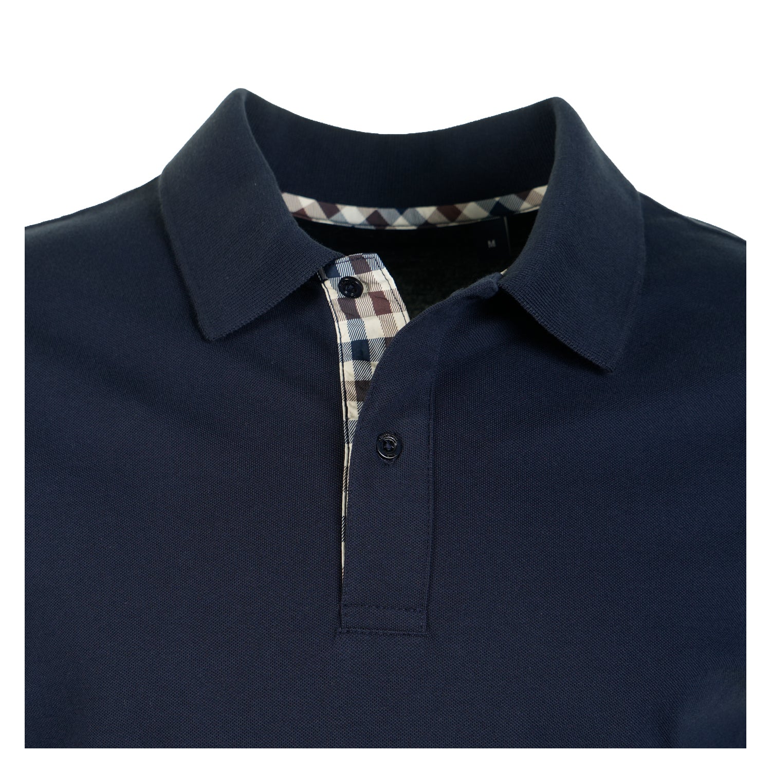 Active Club Check Pique Sleeve Detail Polo Shirt Navy