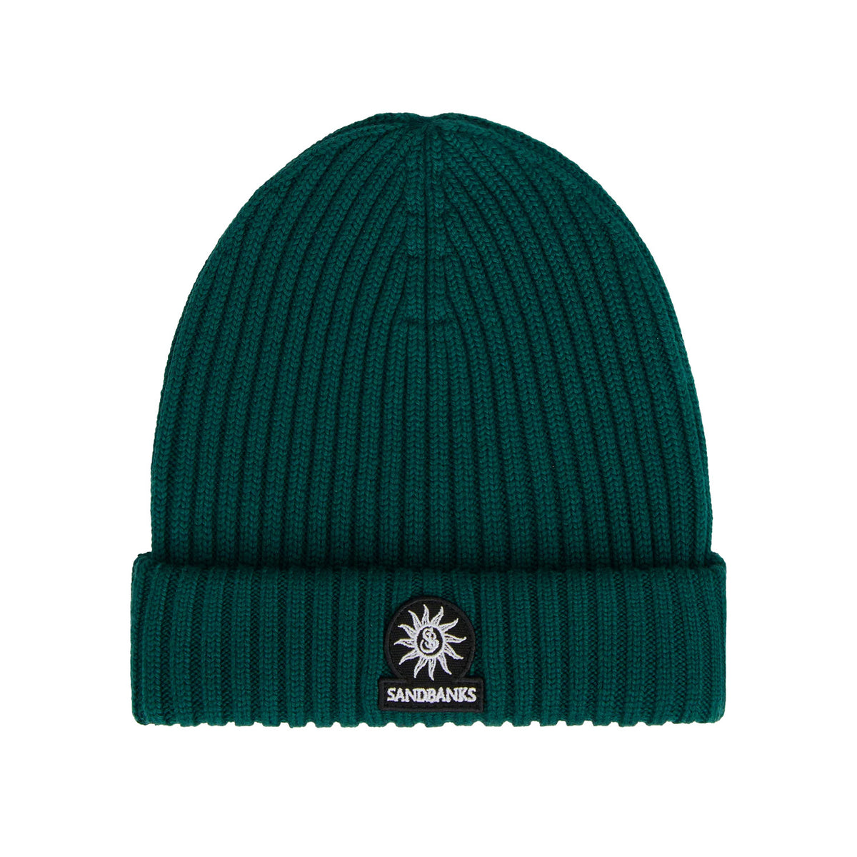 Badge Logo Merino Wool Beanie Emerald Green