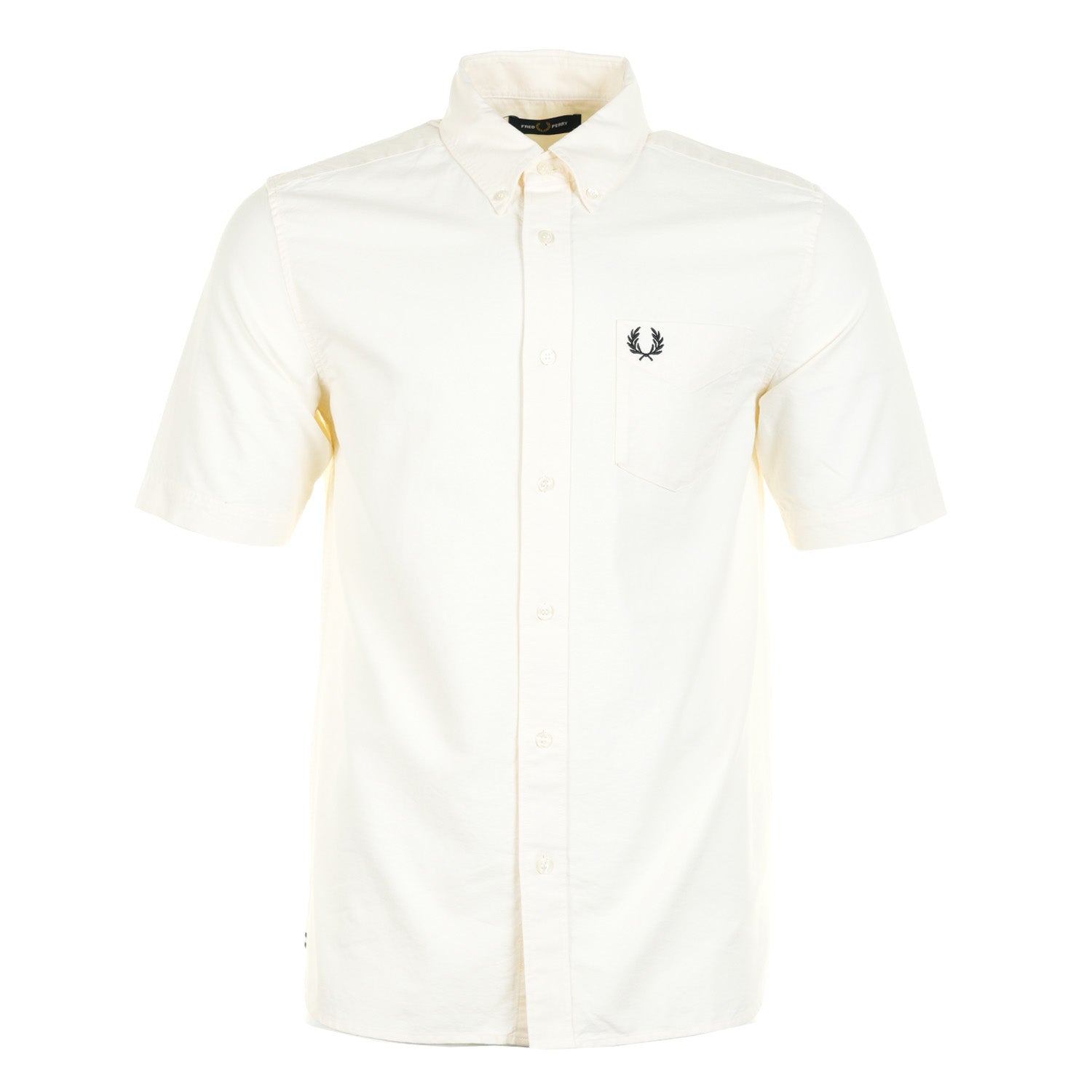 fred perry Short Sleeve Oxford Shirt Ecru / Black