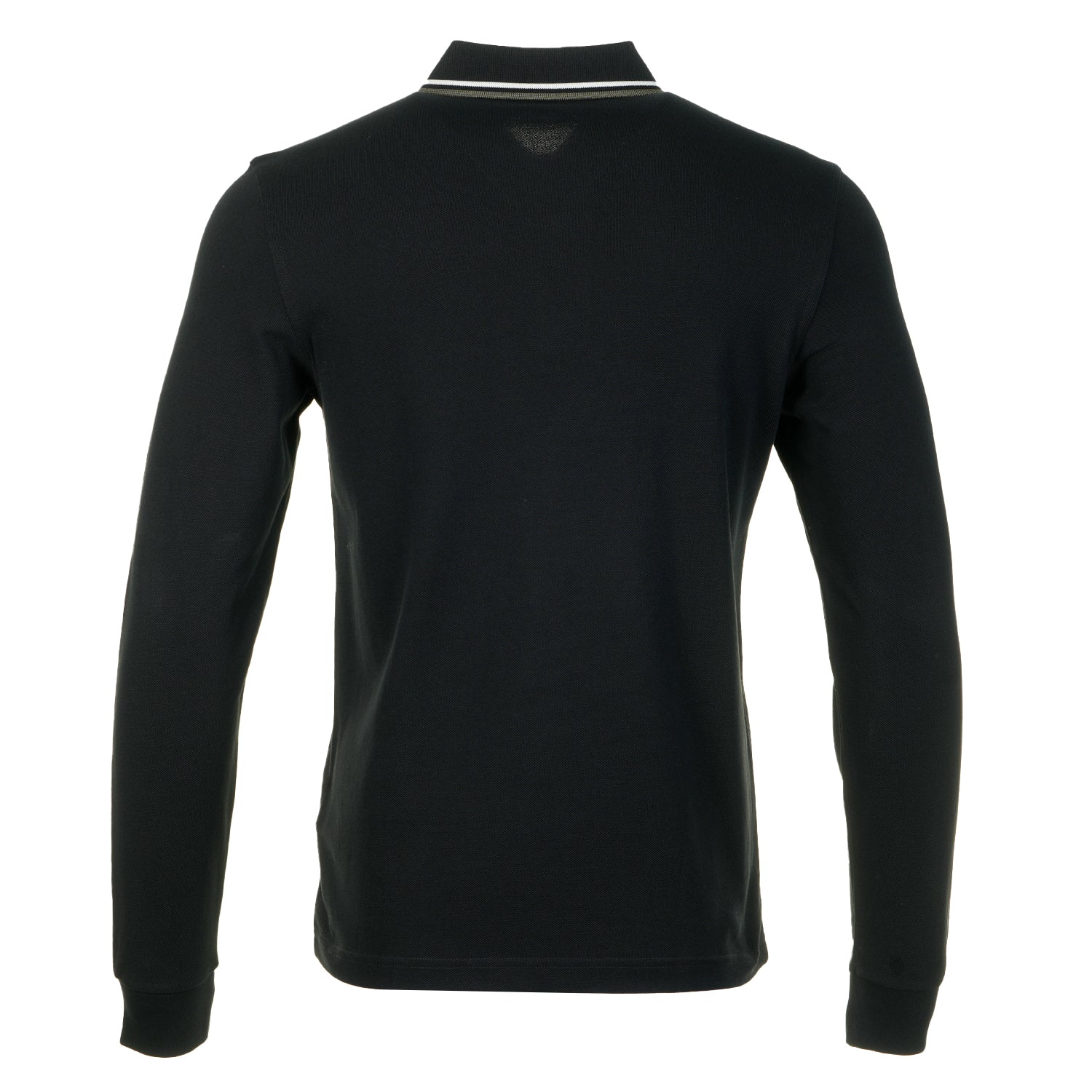 Long Sleeve Twin Tipped Polo Shirt Black Ecru Laurel Green
