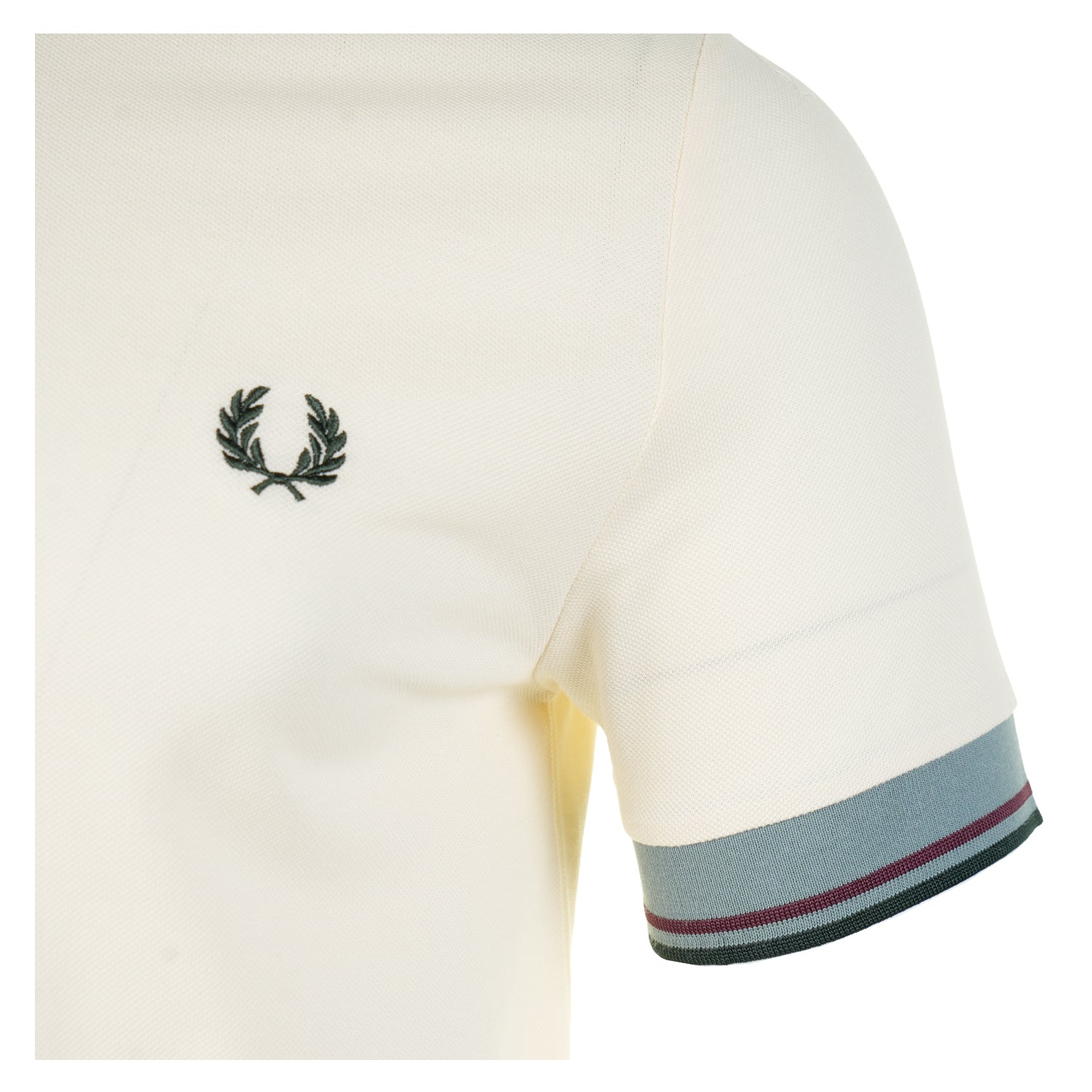 Tipped Cuff Pique T Shirt Ecru