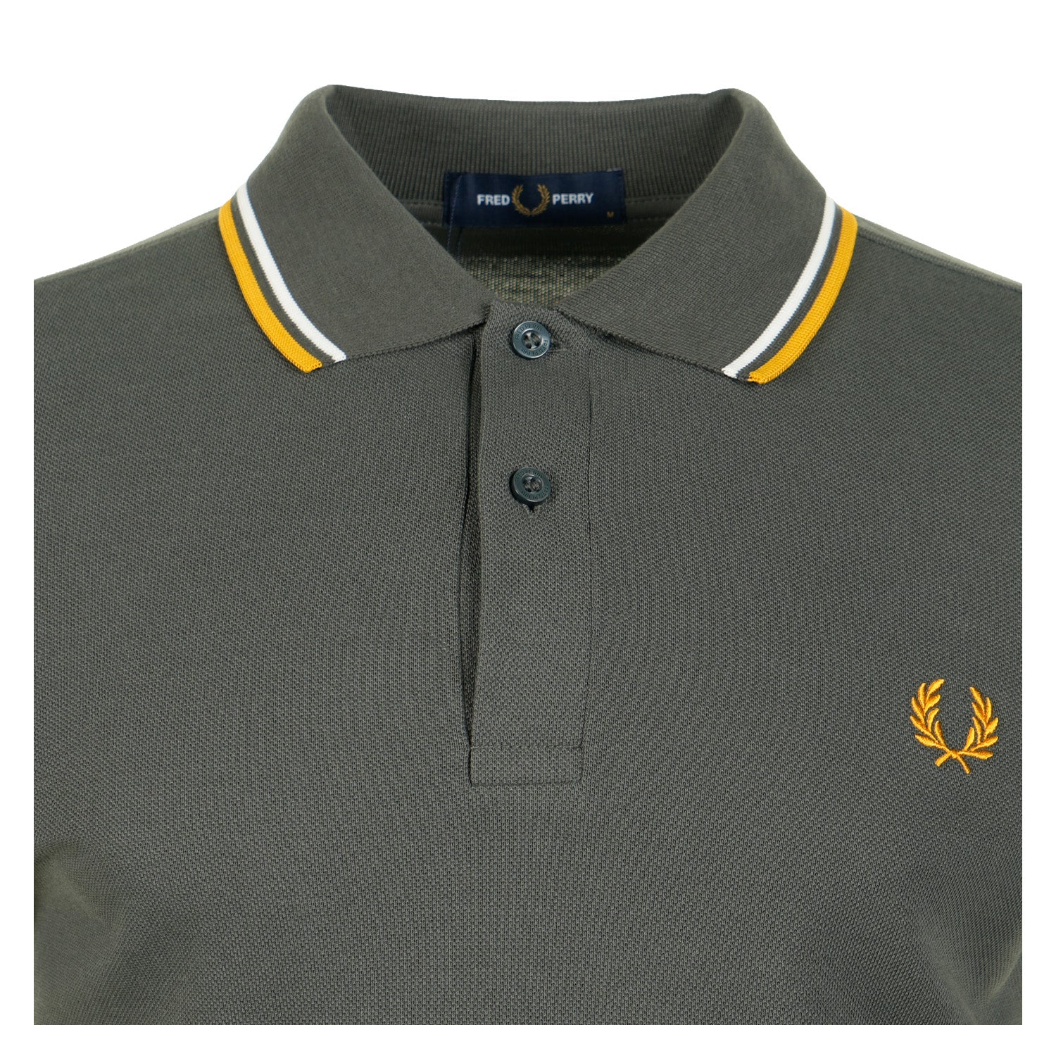 Short Sleeve Twin Tipped Polo Shirt Field Green / Ecru / Golden