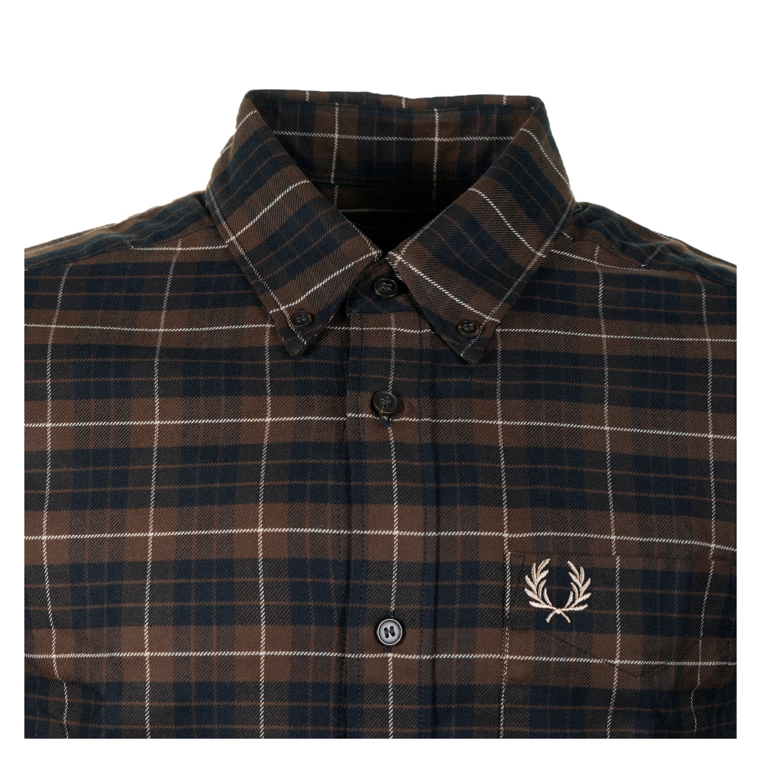 Long Sleeve Brushed Twill Tartan Shirt Burnt Tobacco