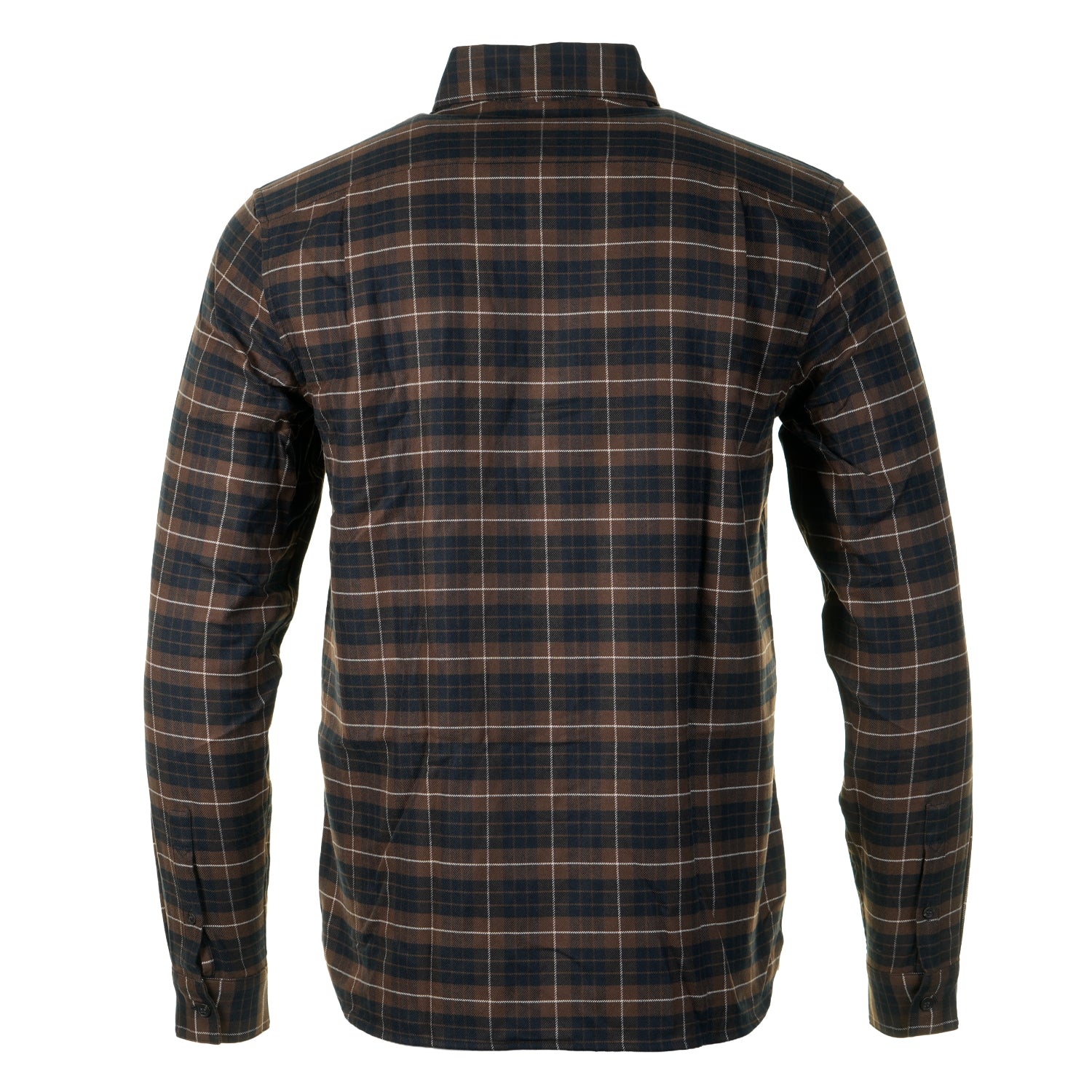 Long Sleeve Brushed Twill Tartan Shirt Burnt Tobacco