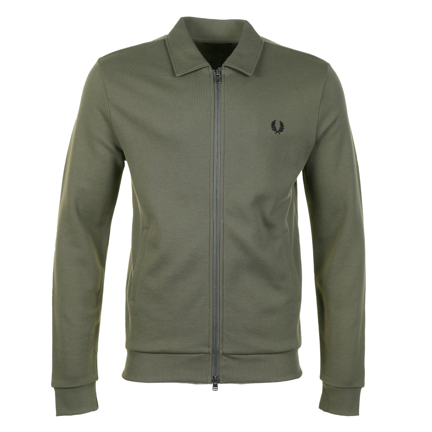 Zip Through Collared Sweatshirt Laurel Wreath Green