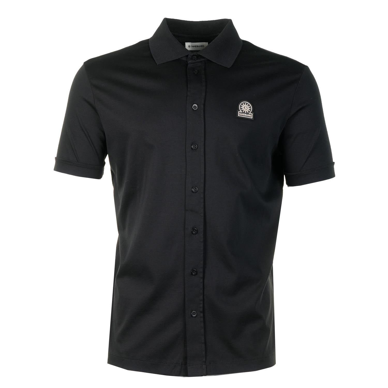 Short Sleeve Full Button Interlock Shirt Black