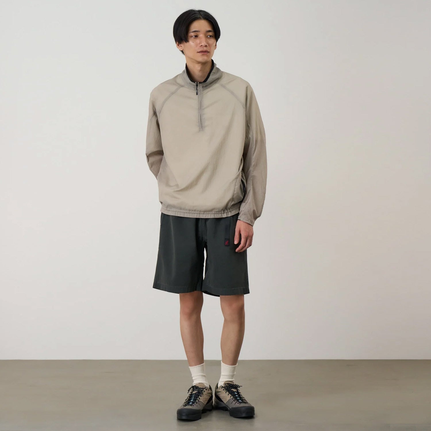 Man wearing Gramicci G Shorts Smoke Grey