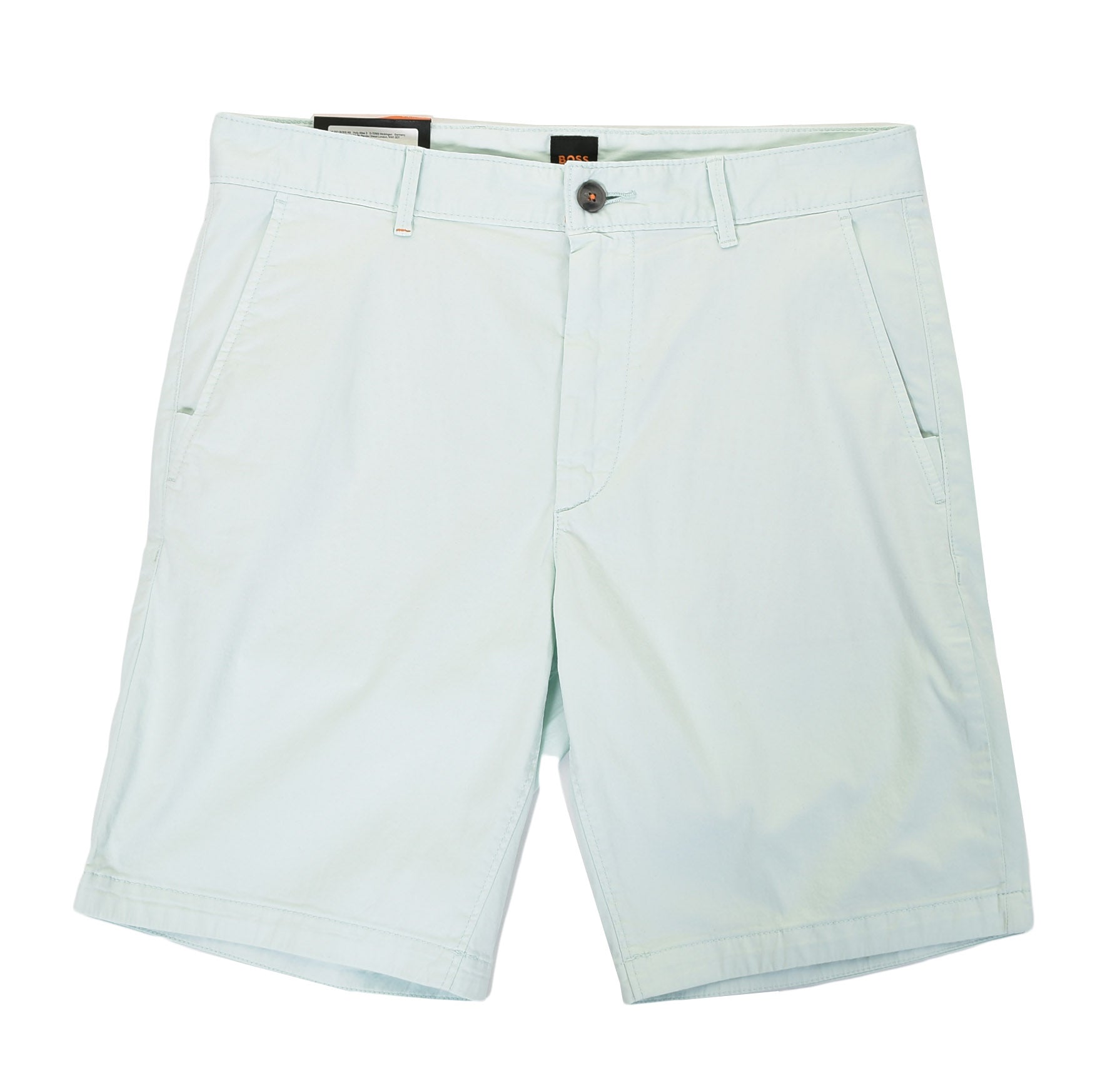 mens BOSS chino shorts in pastel blue