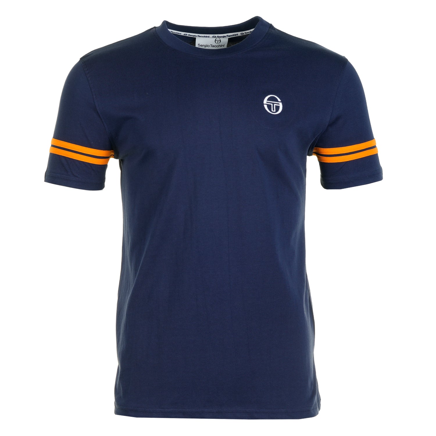 Grello Crew Neck T Shirt Maritime Blue Orange Pepper