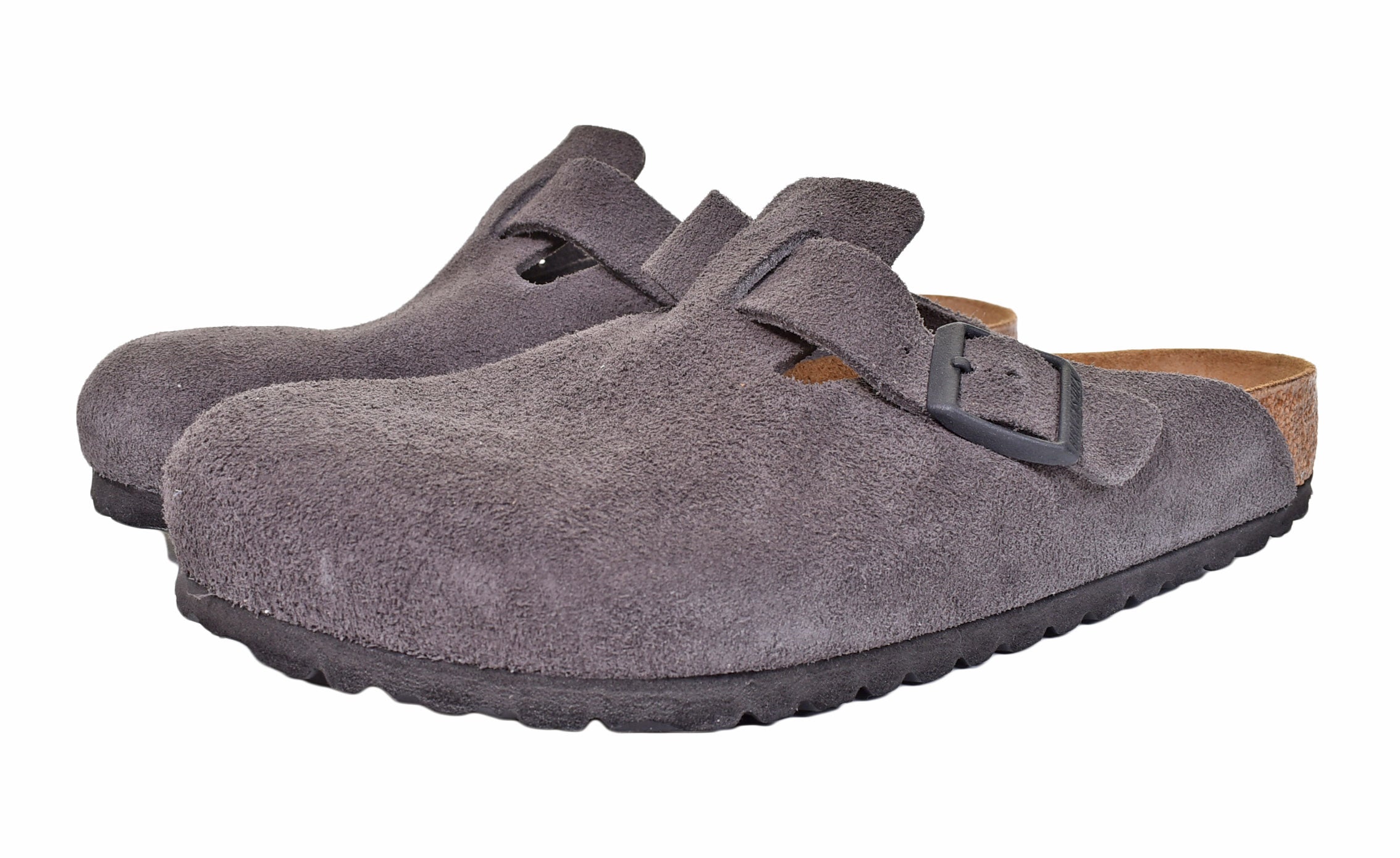 Pair of Birkenstock Boston Clogs BS in Suede Velvet Grey