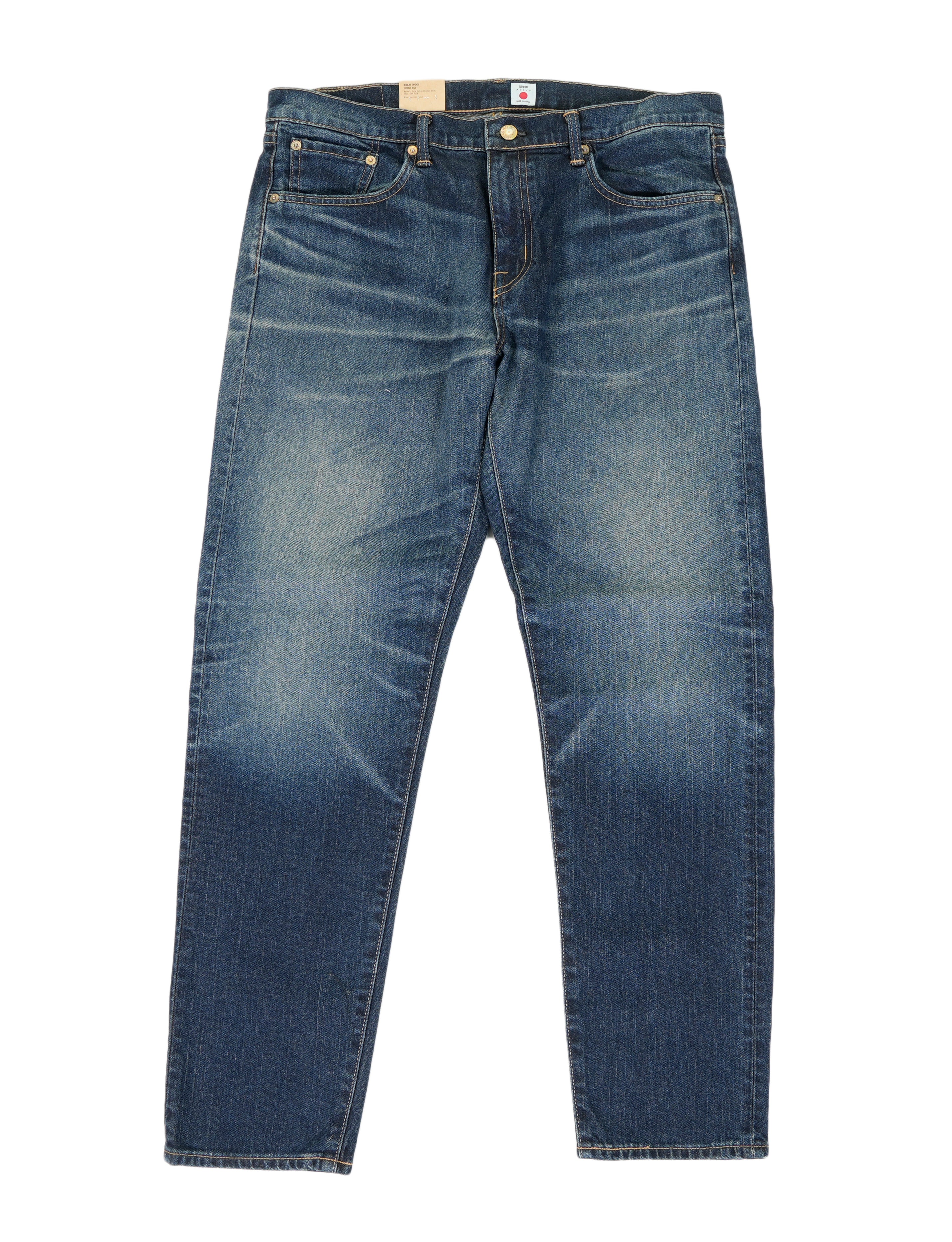 Regular Tapered Jeans Kaihara Pure Indigo Stretch Denim Blue Mid Dark Used