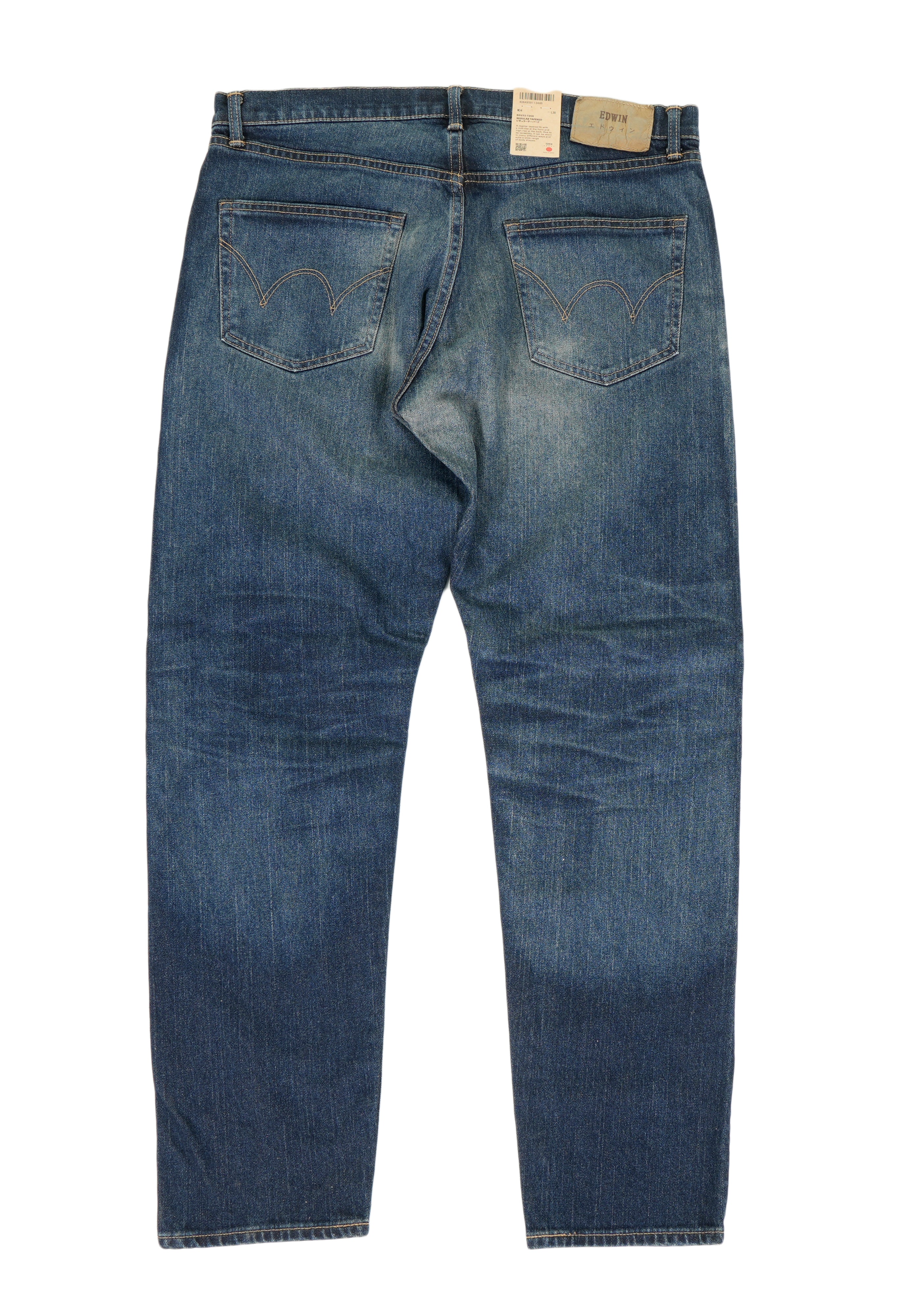 Regular Tapered Jeans Kaihara Pure Indigo Stretch Denim Blue Mid Dark Used
