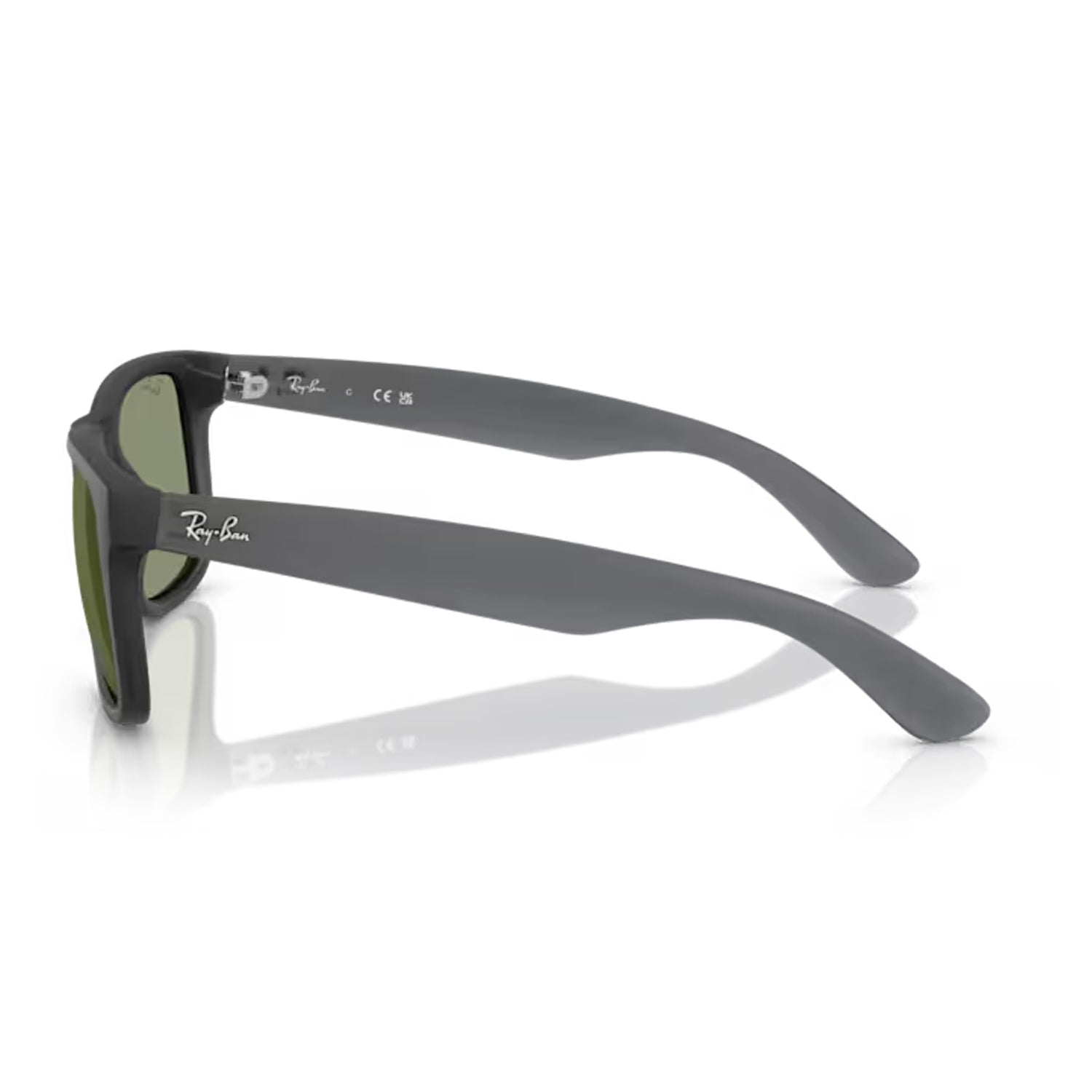 side view of Ray-Ban Justin Opal Grey / Green sunglasses