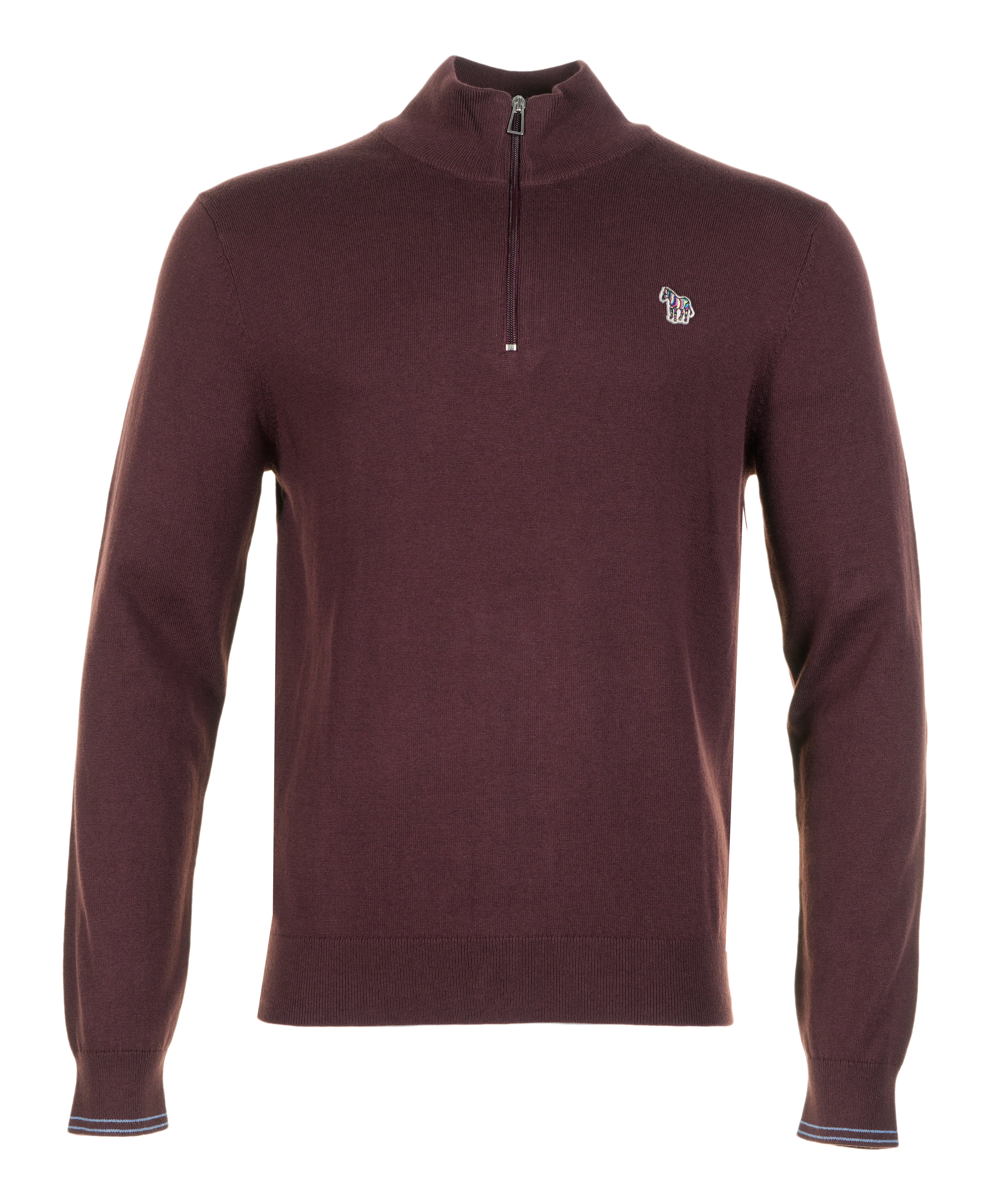 Knitted Zebra Quarter Zip Very Dark Red