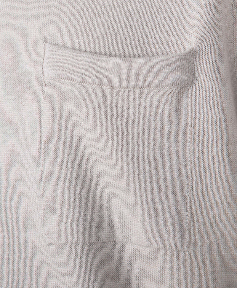Kamiccio Knitted Full Button Short Sleeve Polo Shirt Light Beige